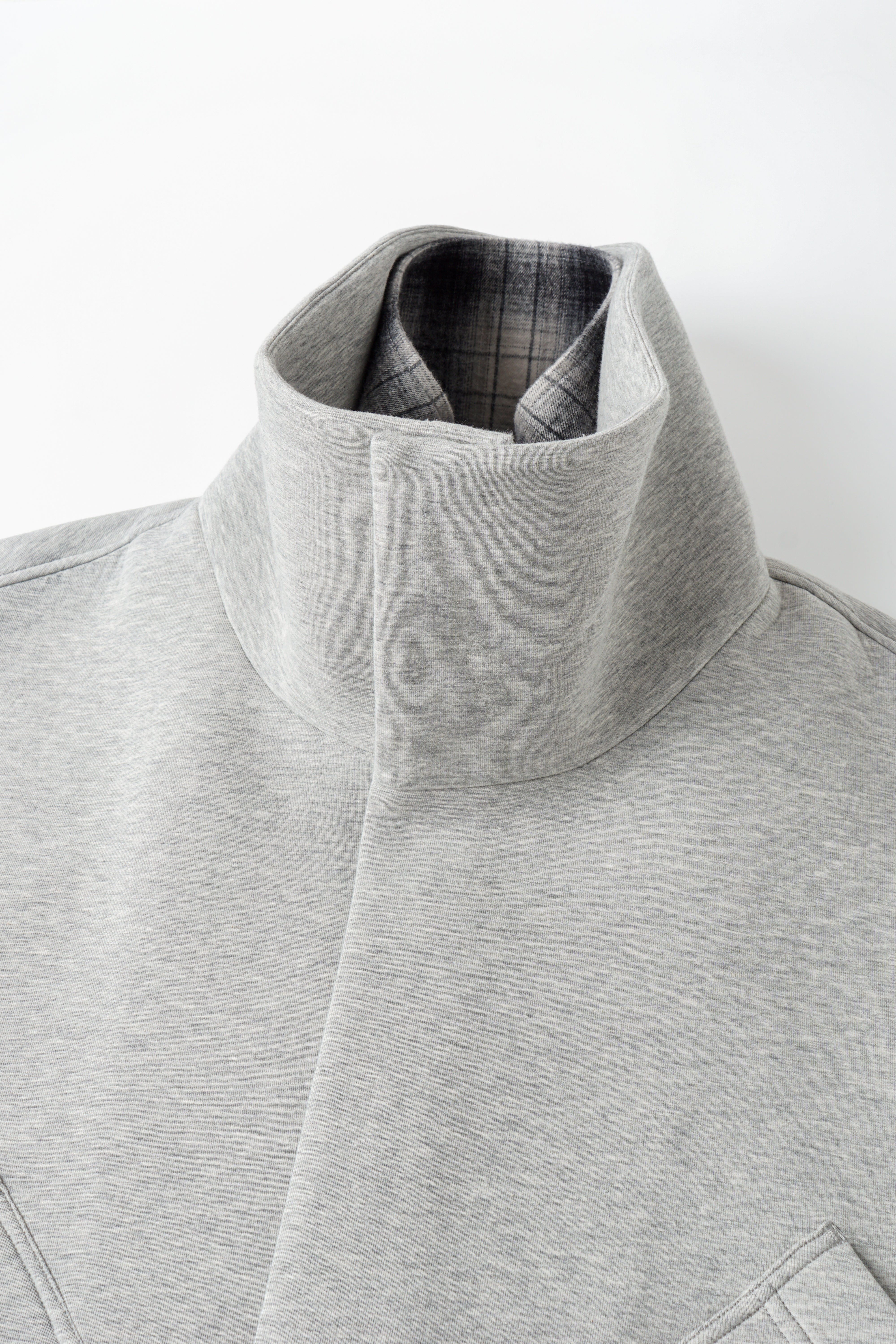 GREY COLOR-BLOCKED PLAID SPACER FABRIC JACKET - Feng Chen Wang