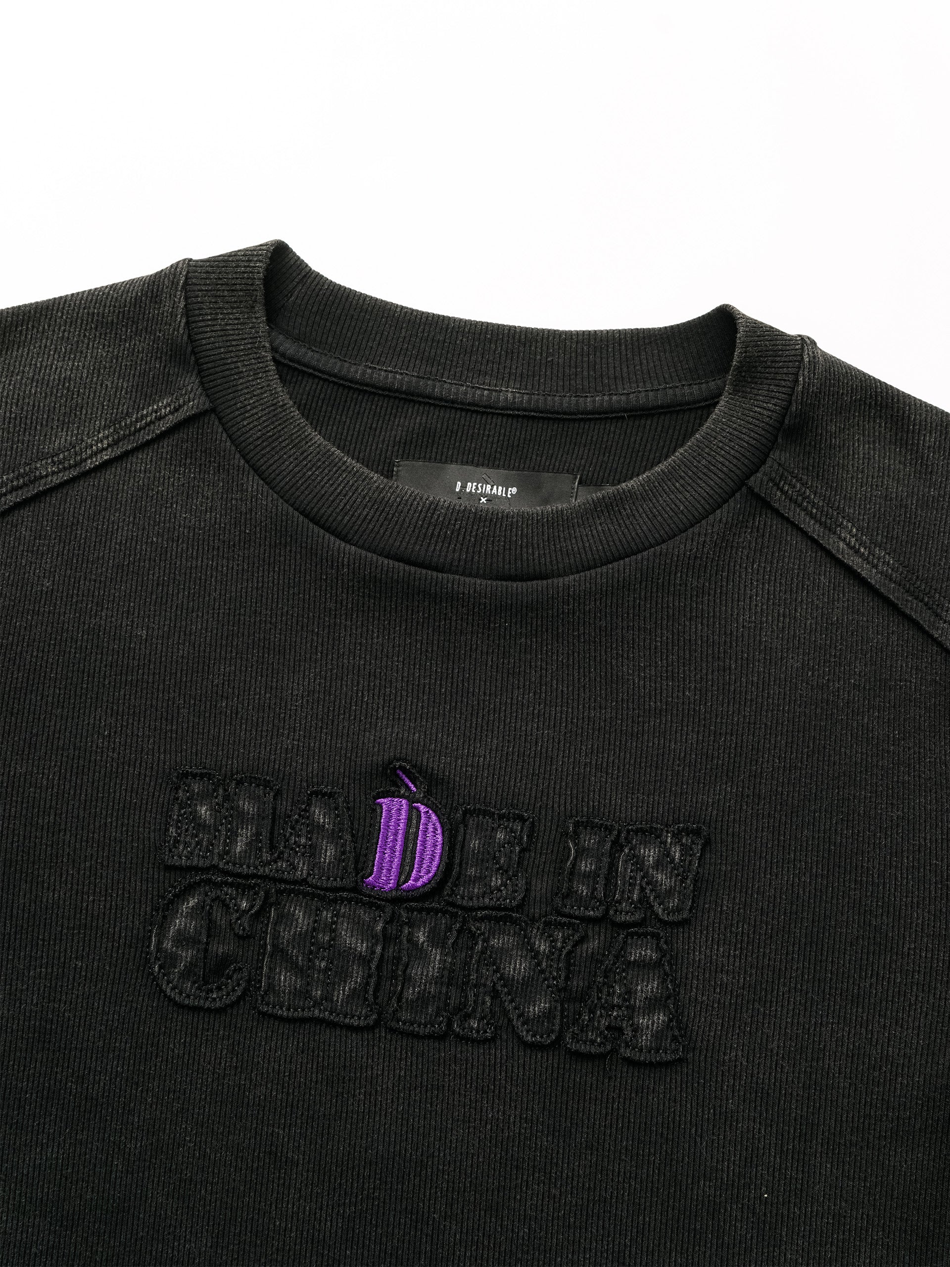 BLACK WASHED DECONSTRUCTED TOP