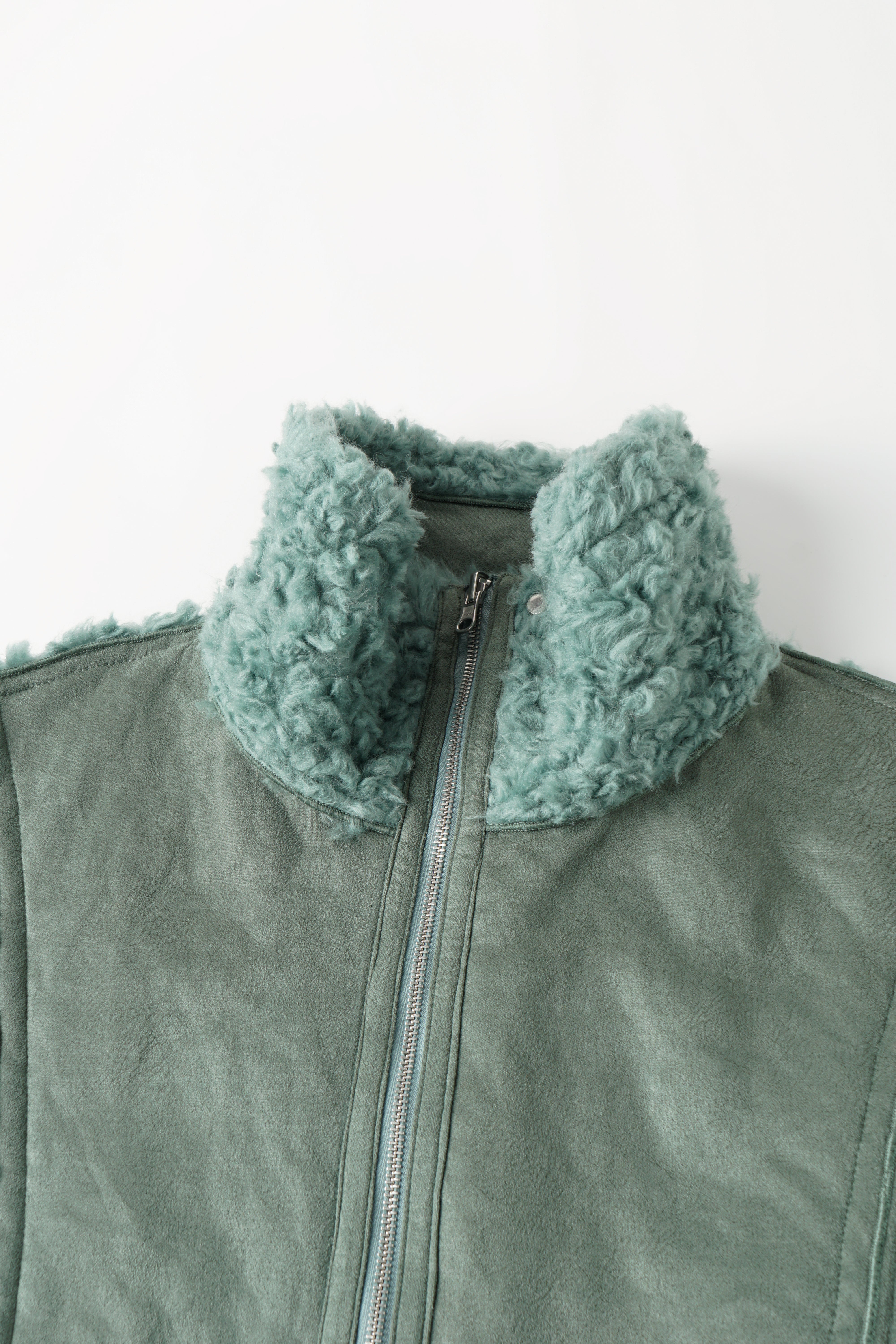 FAUX SHEARLING STAND-COLLAR JACKET