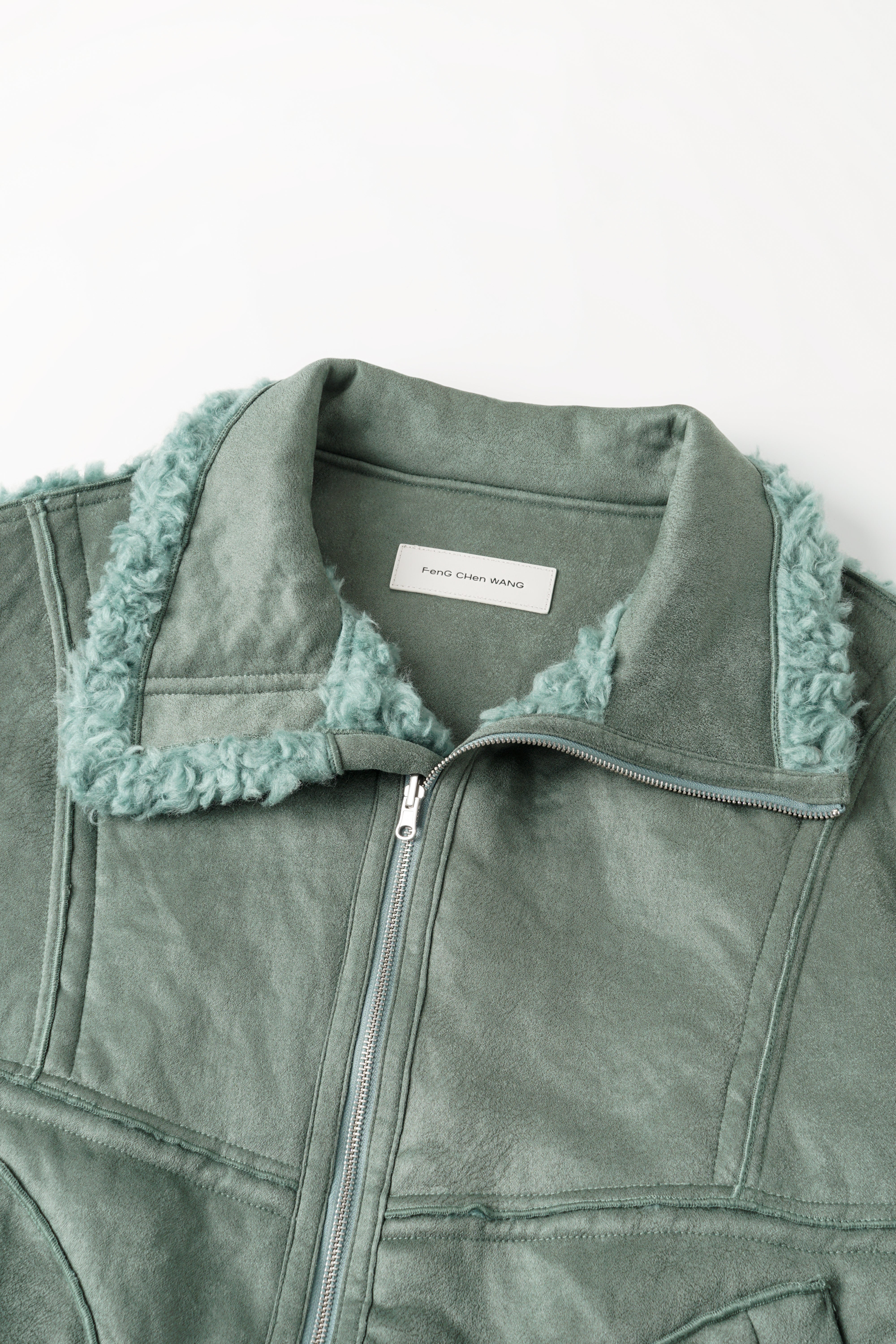 FAUX SHEARLING STAND-COLLAR JACKET