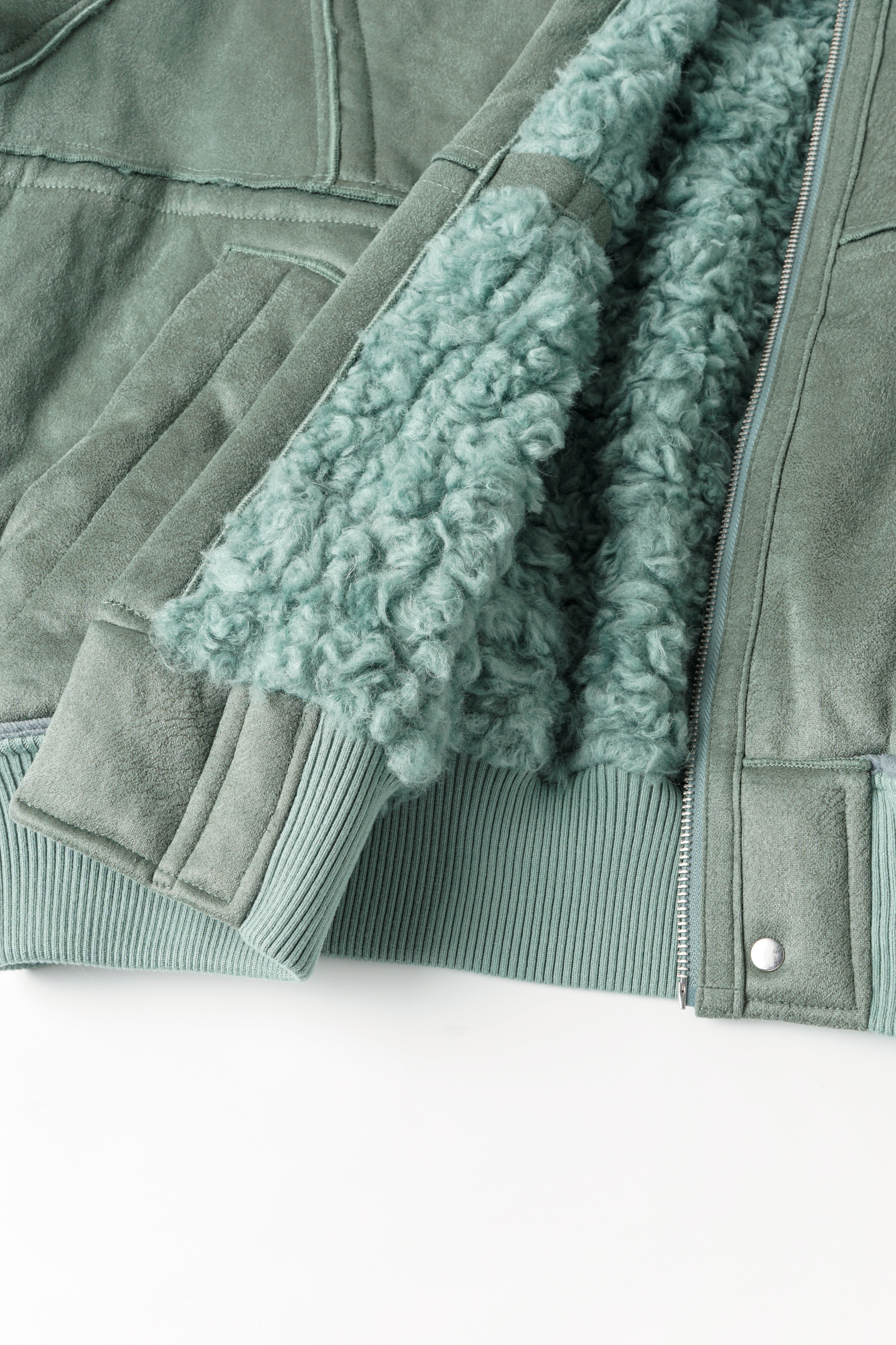 FAUX SHEARLING STAND-COLLAR JACKET