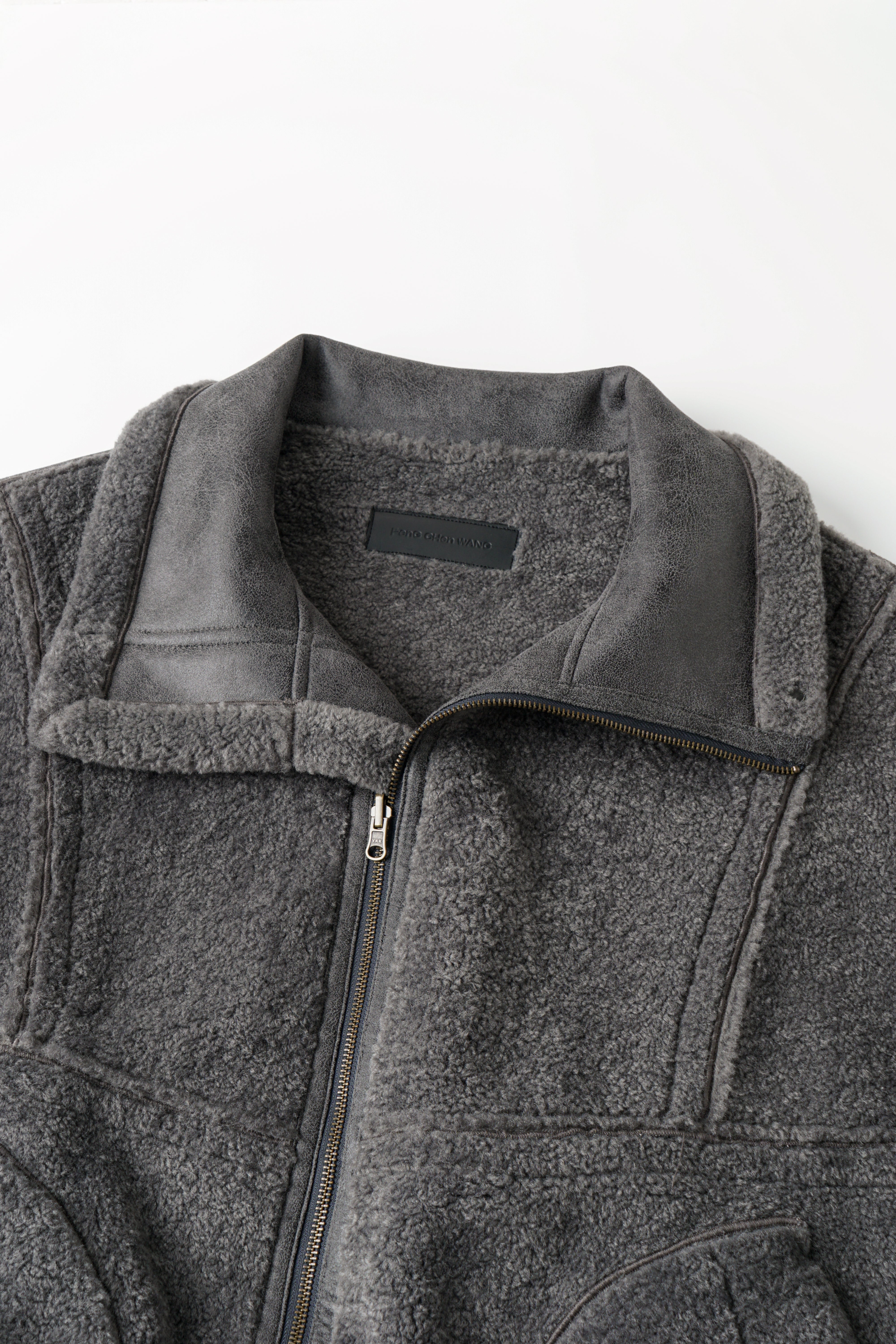 REVERSIBLE FAUX SHEARLING STAND-COLLAR JACKET