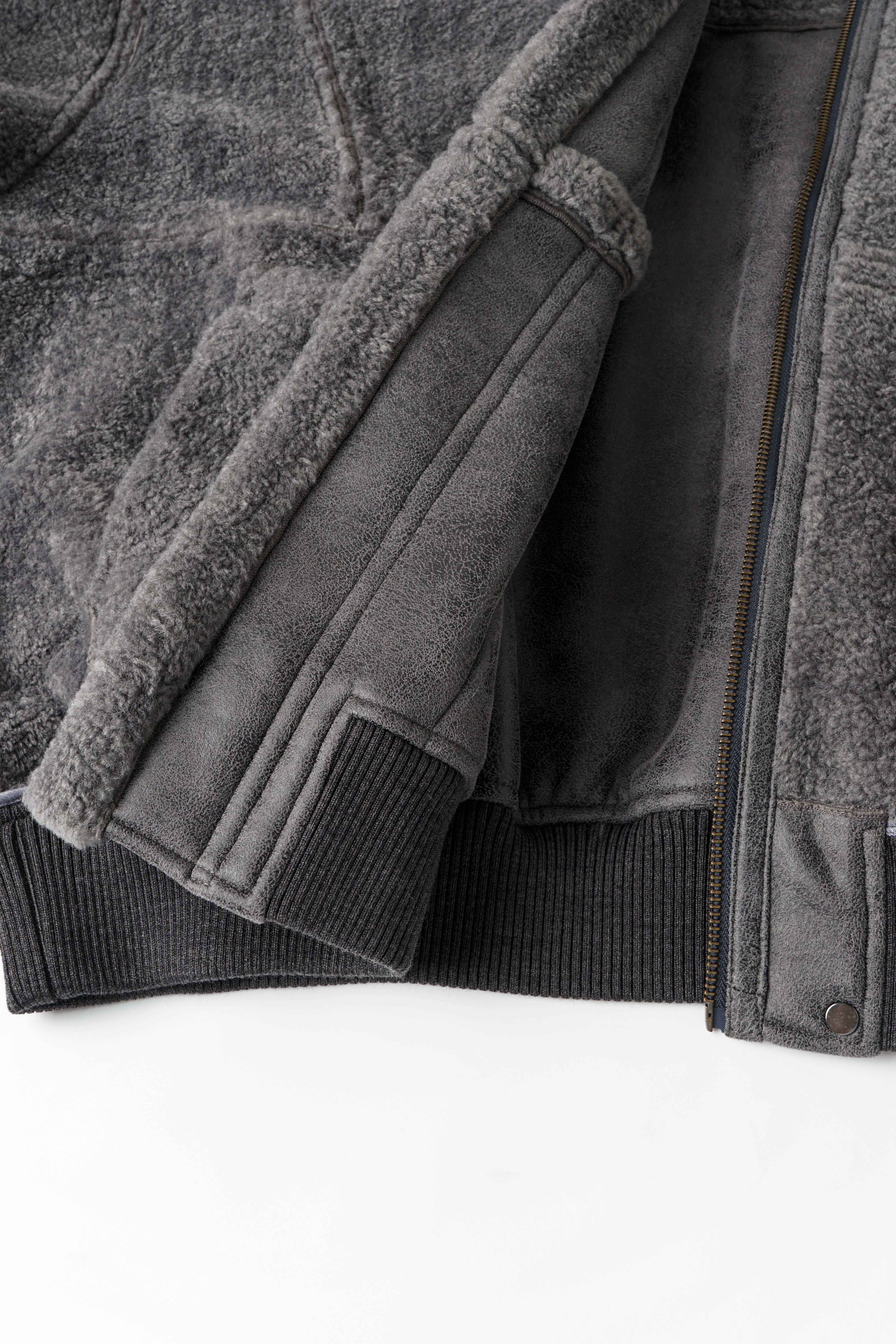 REVERSIBLE FAUX SHEARLING STAND-COLLAR JACKET
