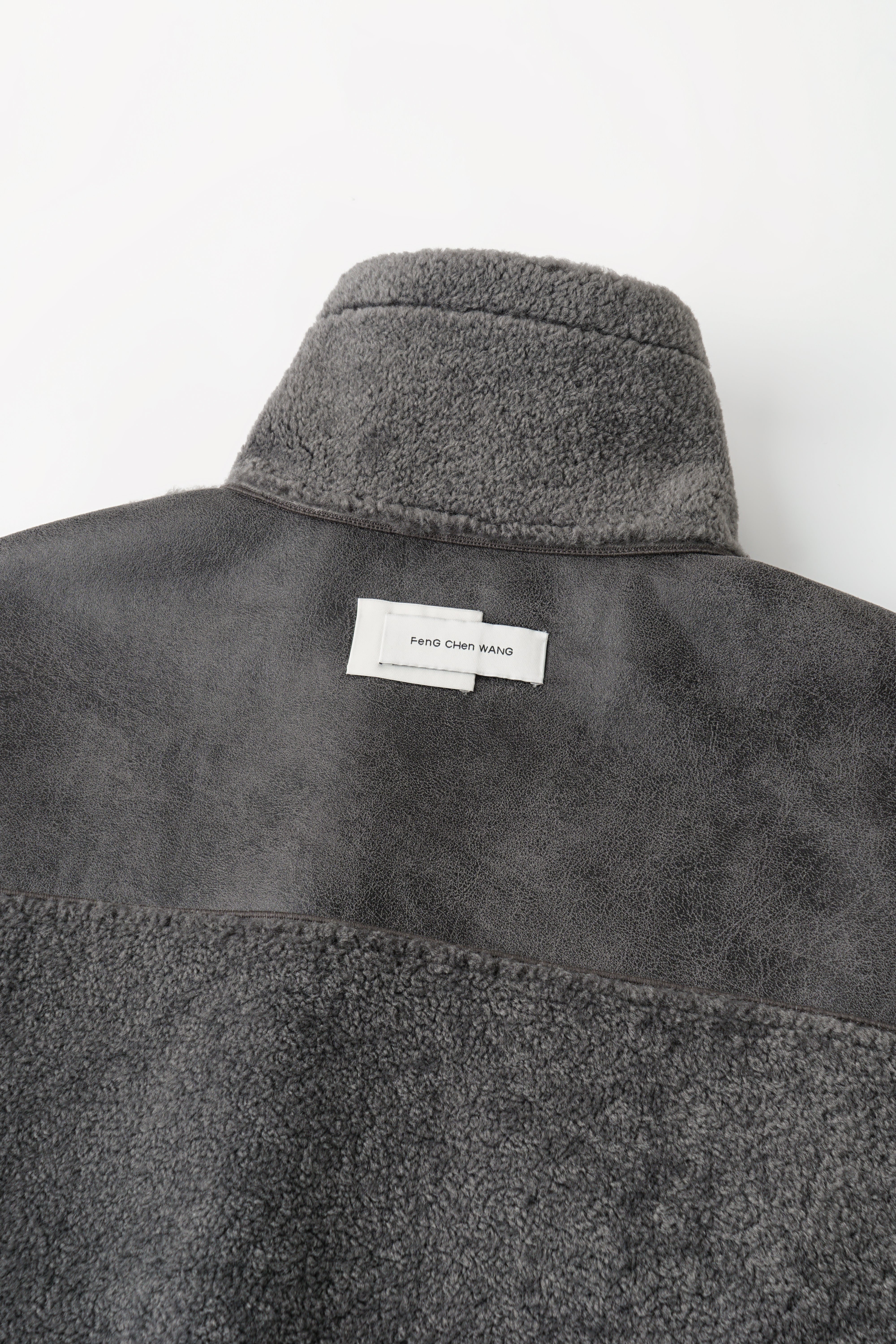 REVERSIBLE FAUX SHEARLING STAND-COLLAR JACKET