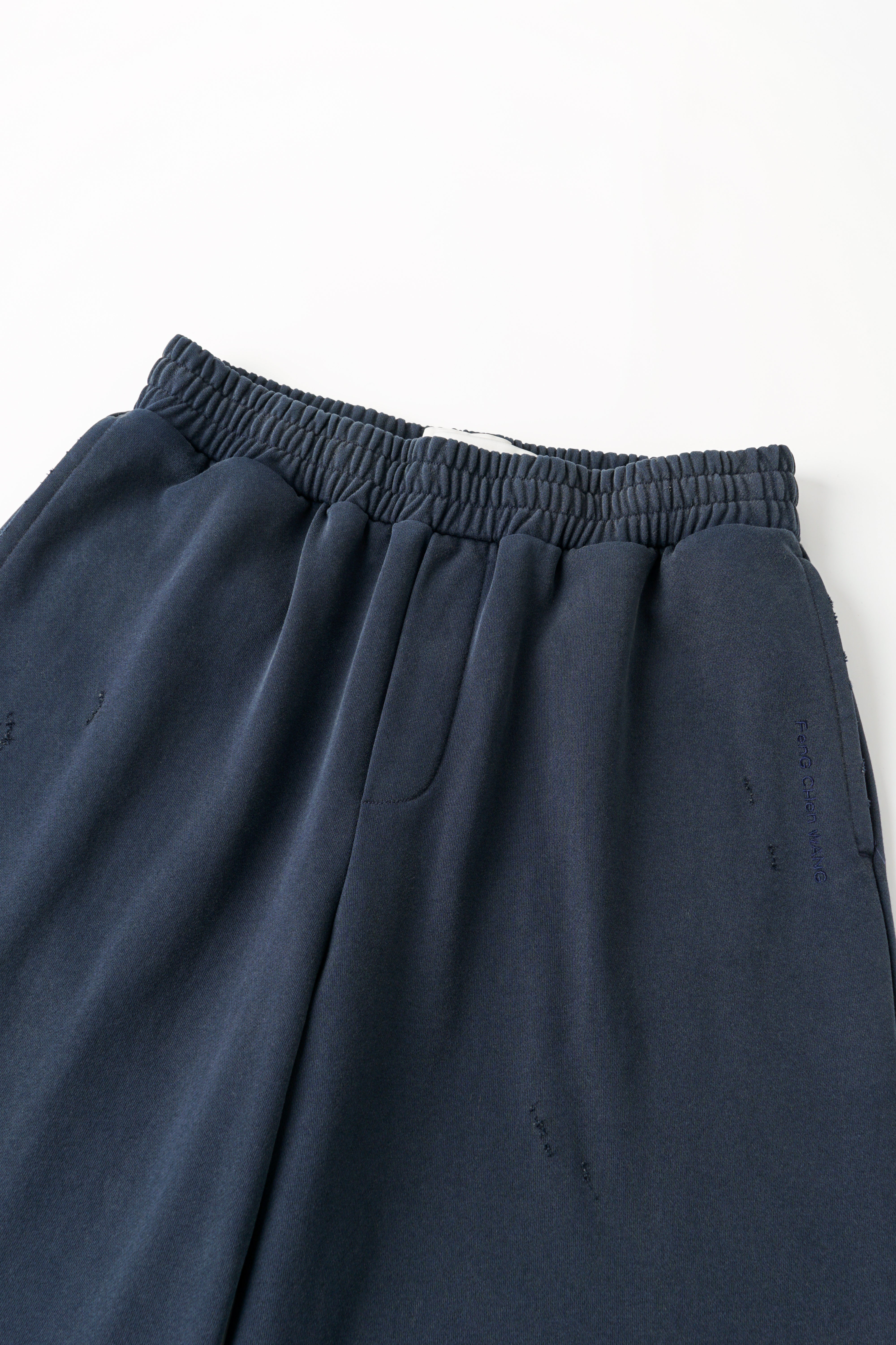 NAVY PLAID-PANEL PANTS