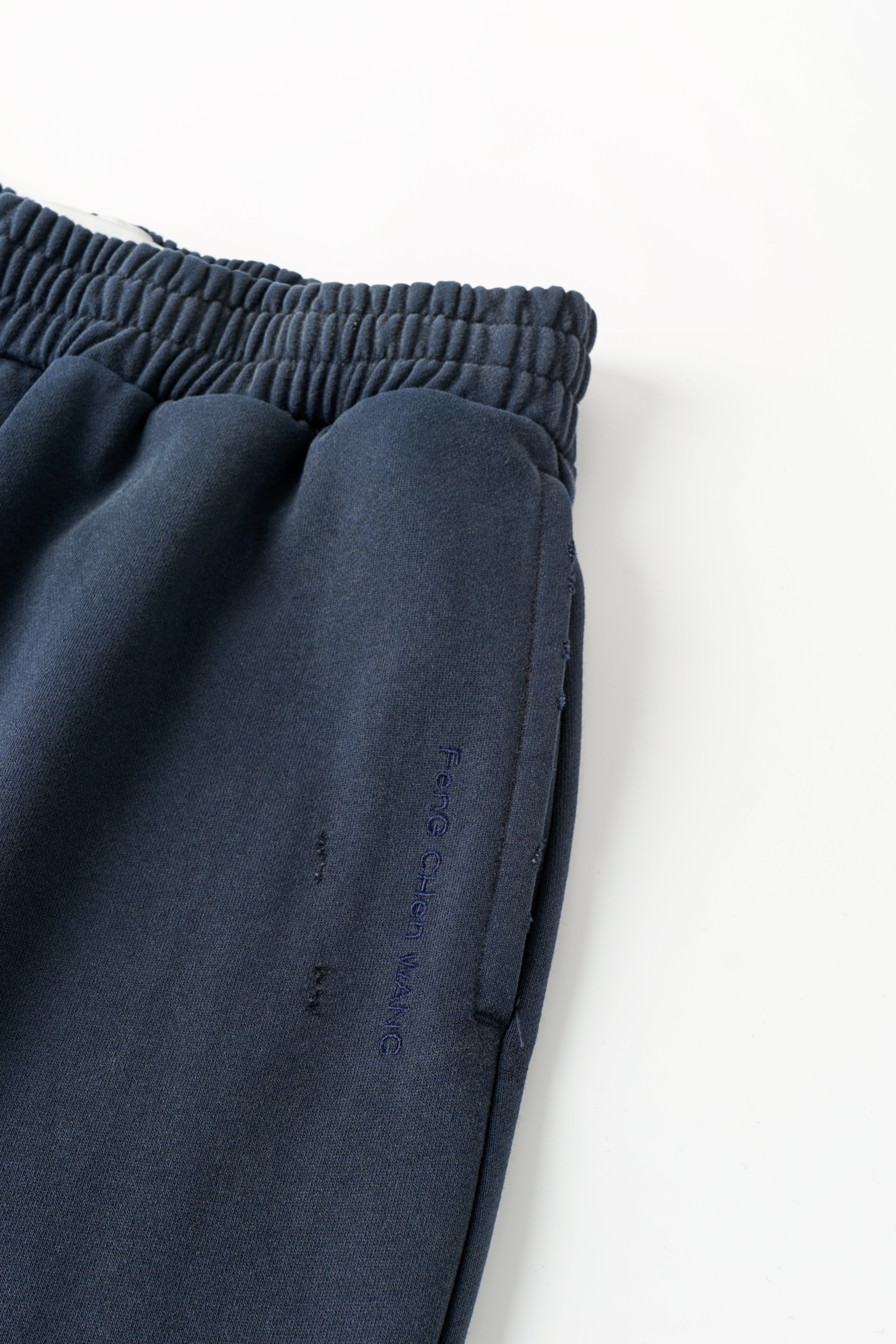NAVY PLAID-PANEL PANTS
