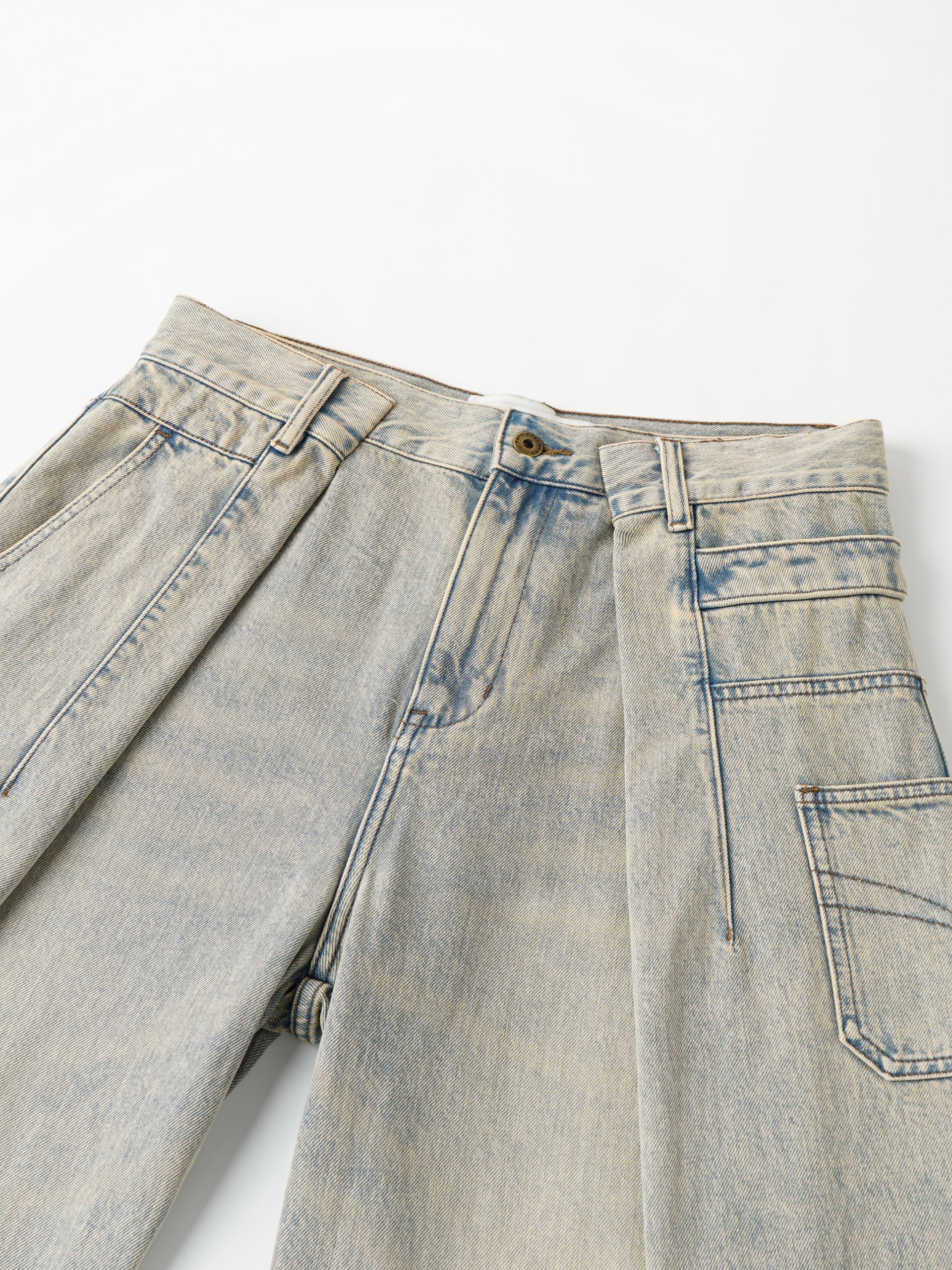 VINTAGE LIGHT BLUE WASHED DECONSTRUCTED DENIM PANTS