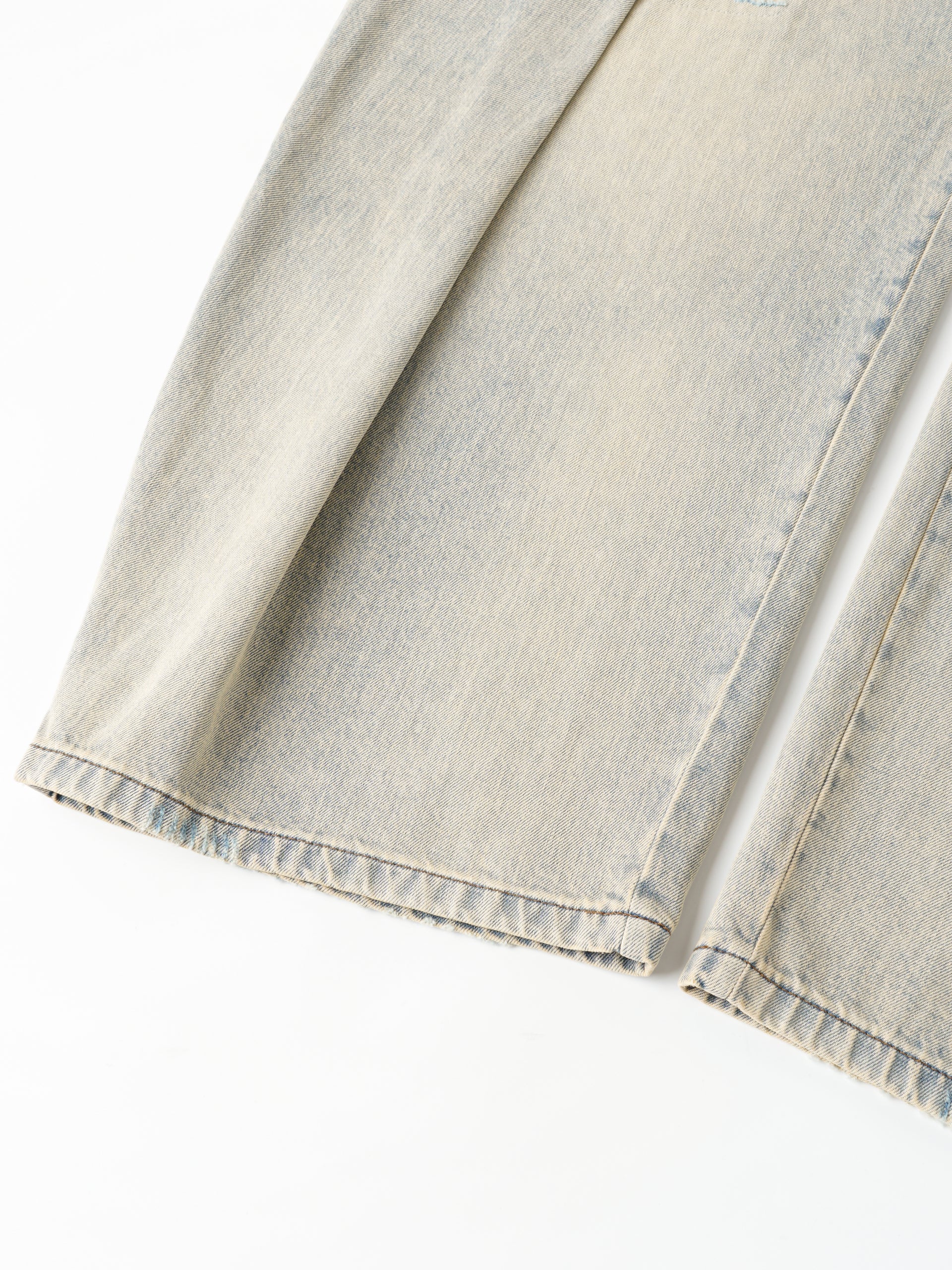 VINTAGE LIGHT BLUE WASHED DECONSTRUCTED DENIM PANTS