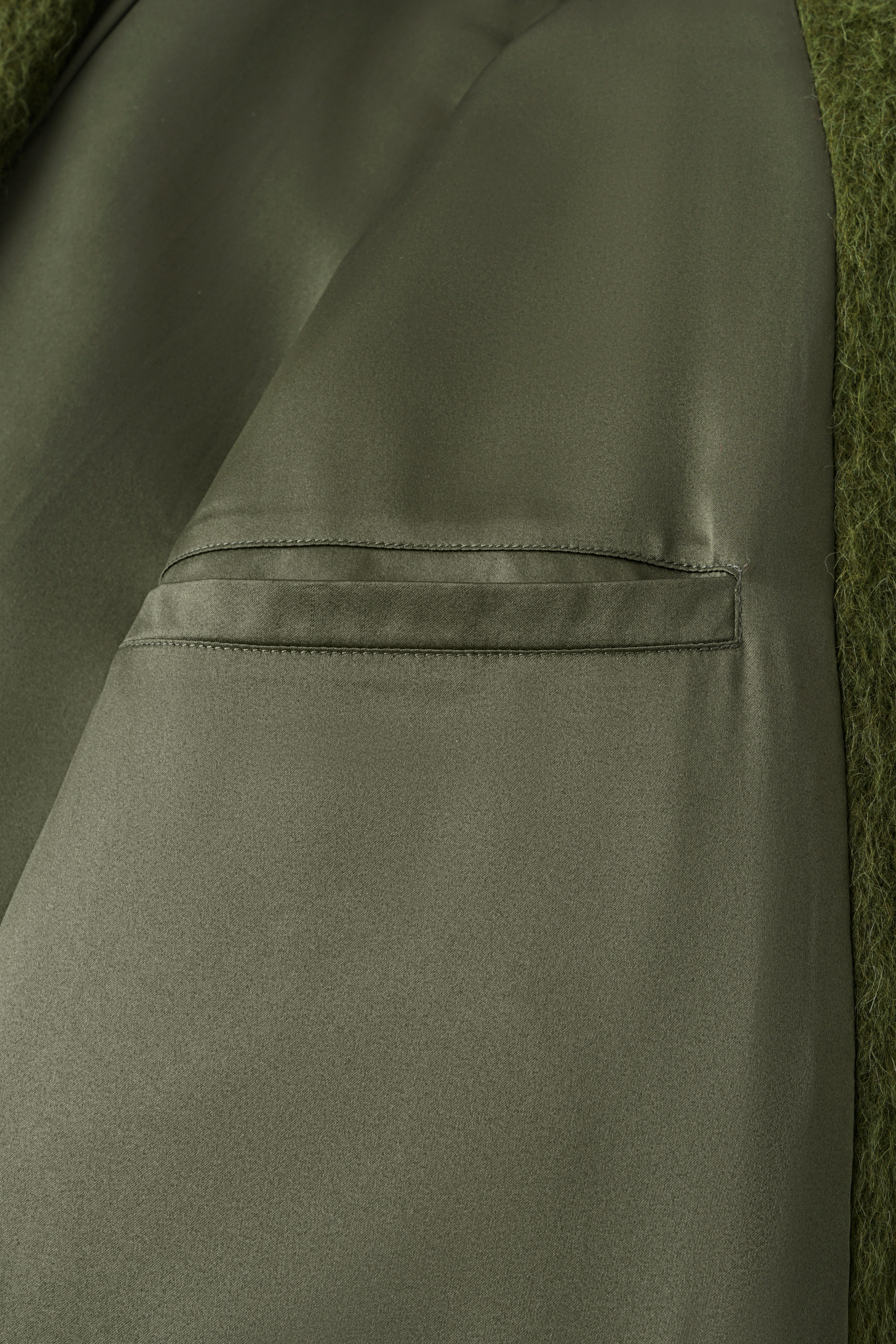 DOUBLE-BREASTED NOTCHED LAPEL GREEN WOOL BLEND COAT