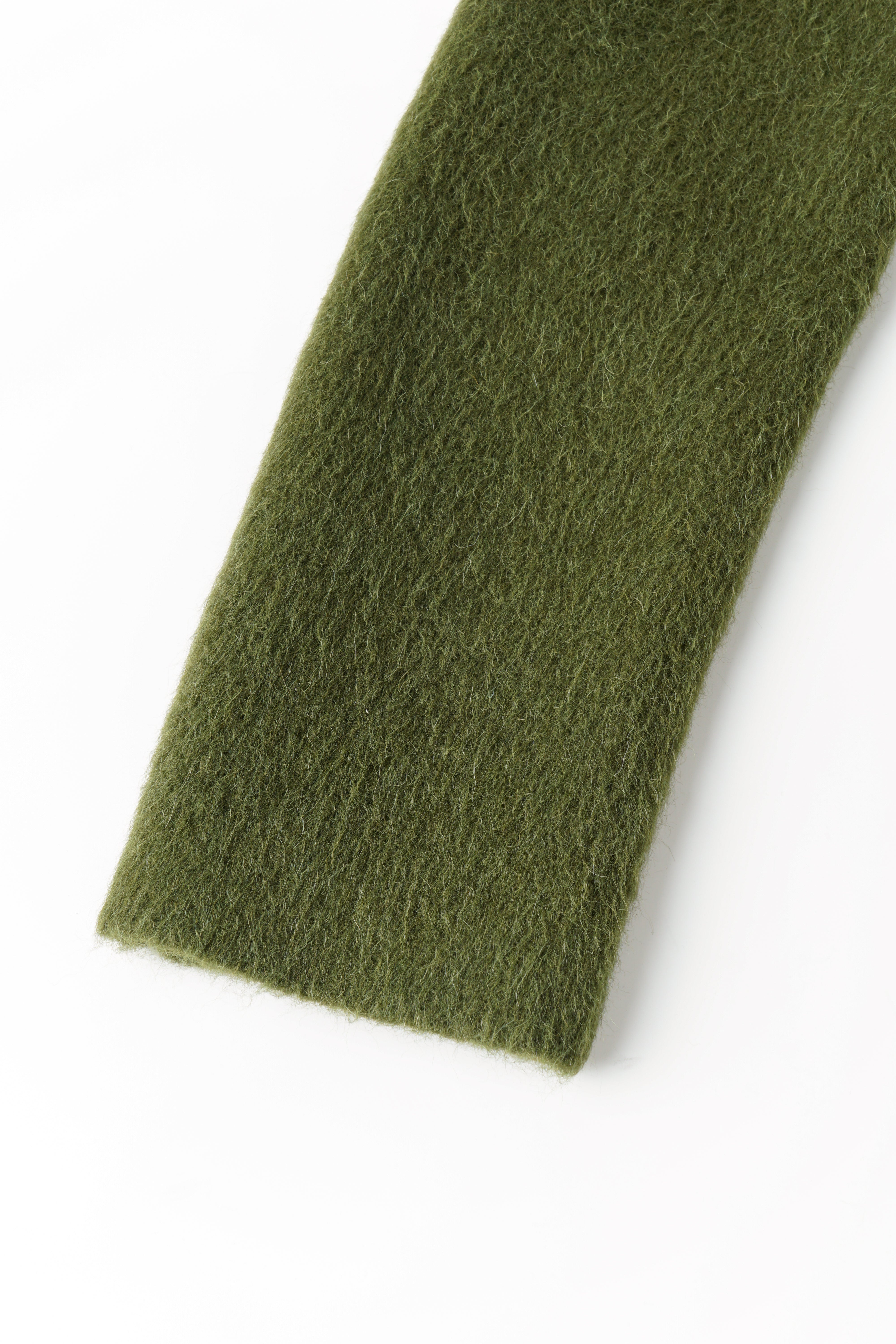 DOUBLE-BREASTED NOTCHED LAPEL GREEN WOOL BLEND COAT
