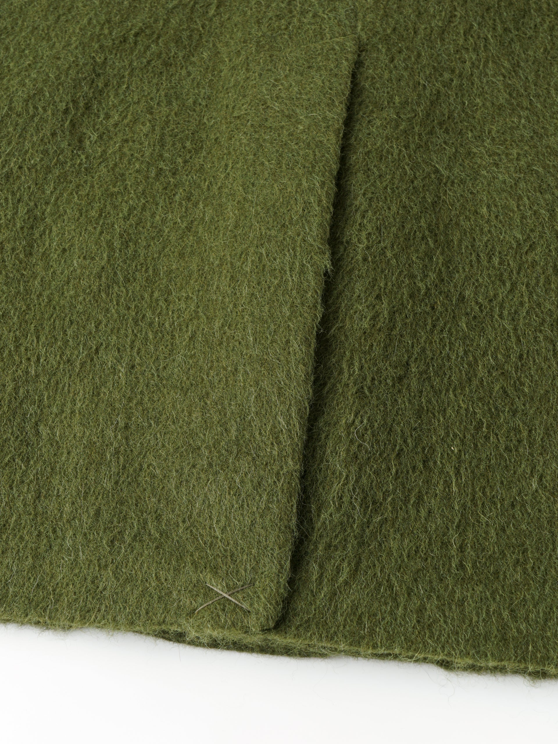 DOUBLE-BREASTED NOTCHED LAPEL GREEN WOOL BLEND COAT