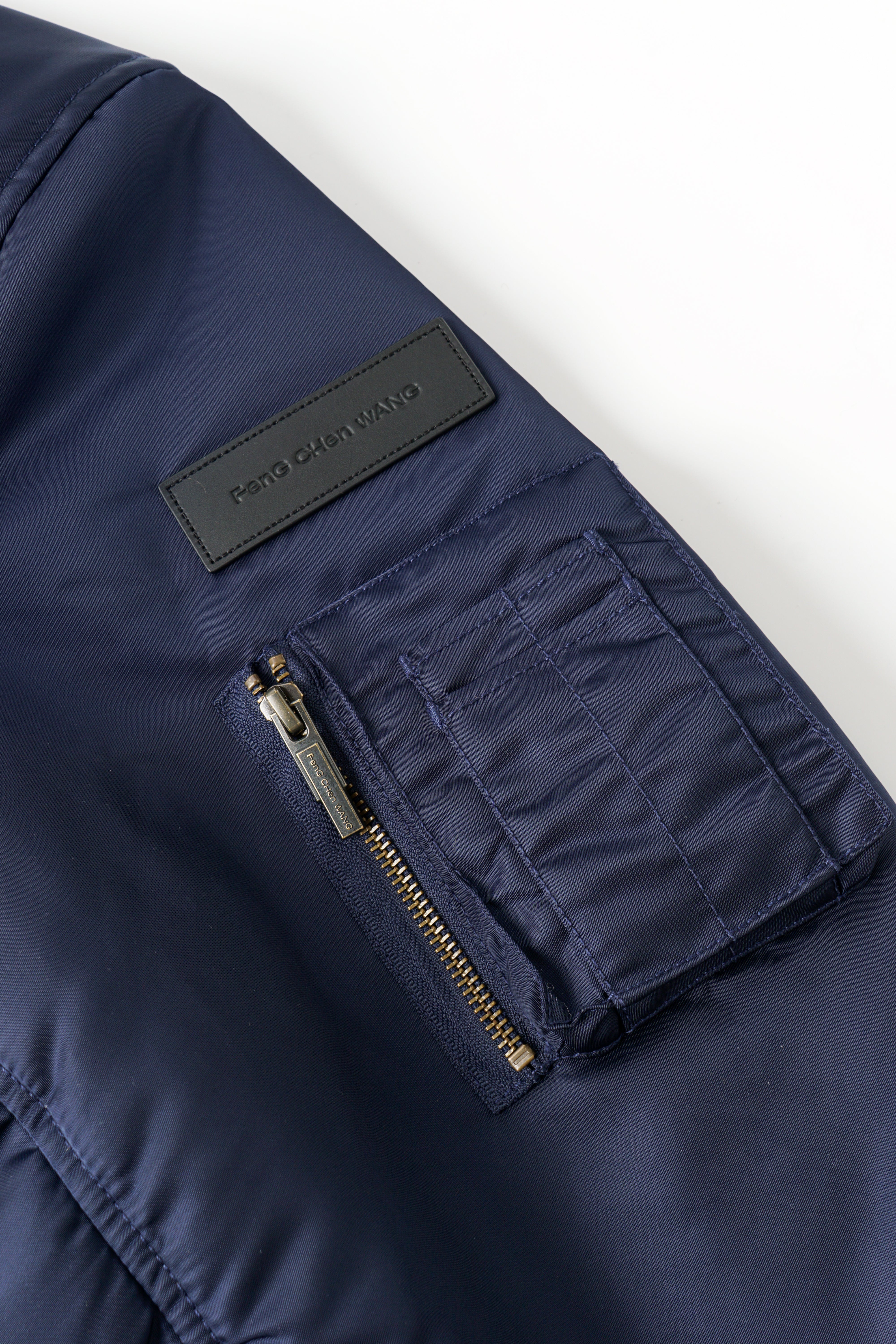 NAVY NYLON JACKET WITH FAUX FUR COLLAR