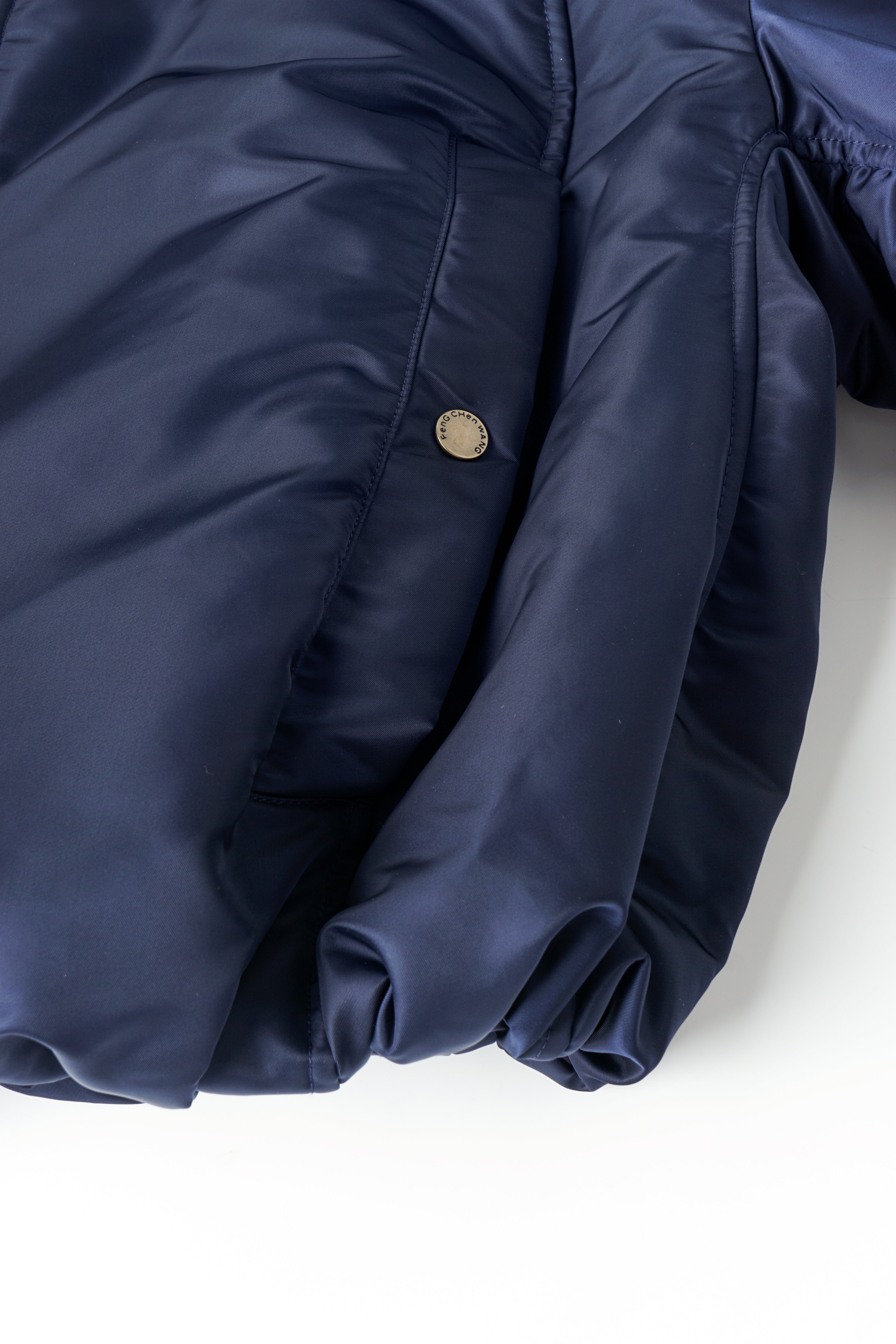 NAVY NYLON JACKET WITH FAUX FUR COLLAR
