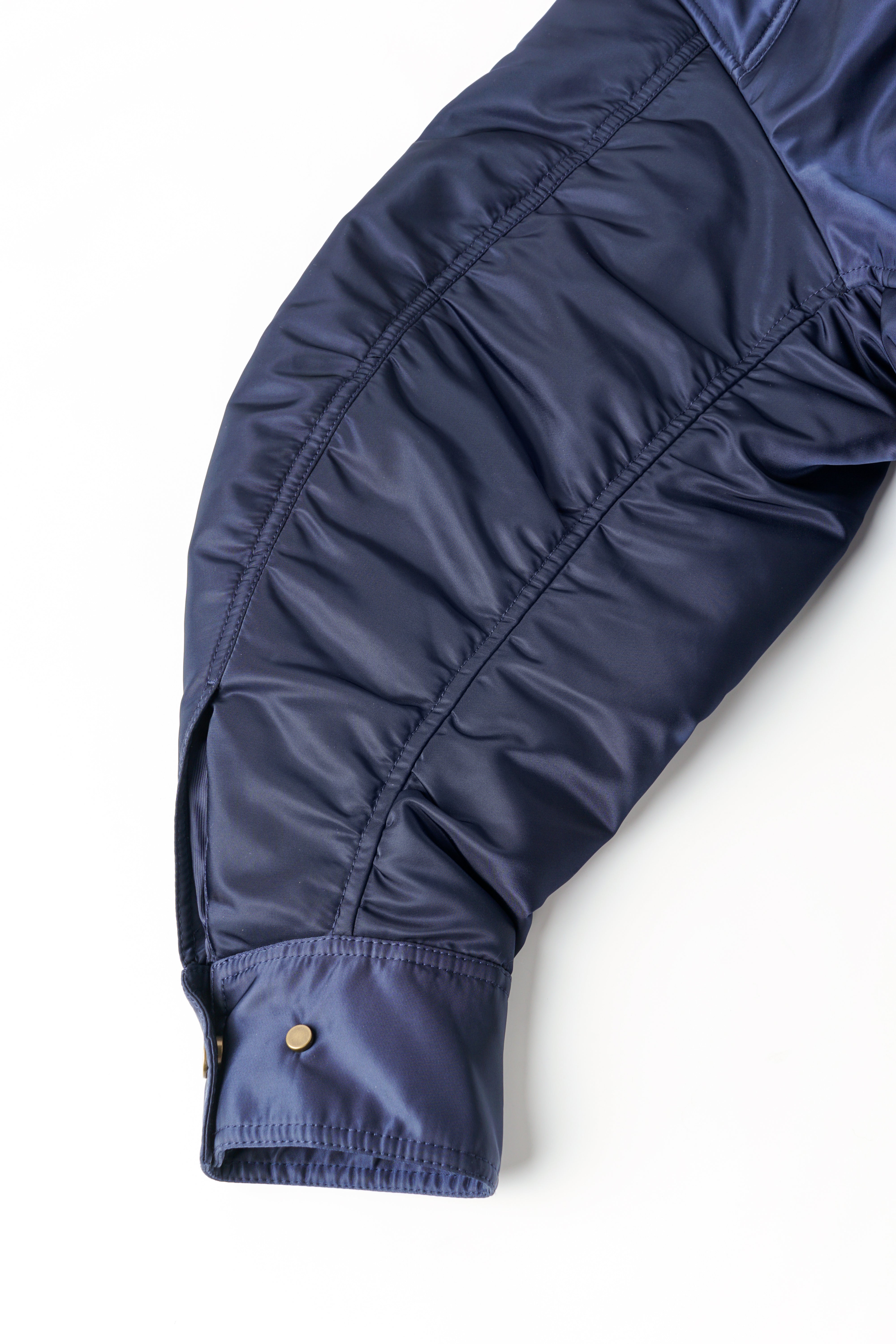 NAVY NYLON JACKET WITH FAUX FUR COLLAR