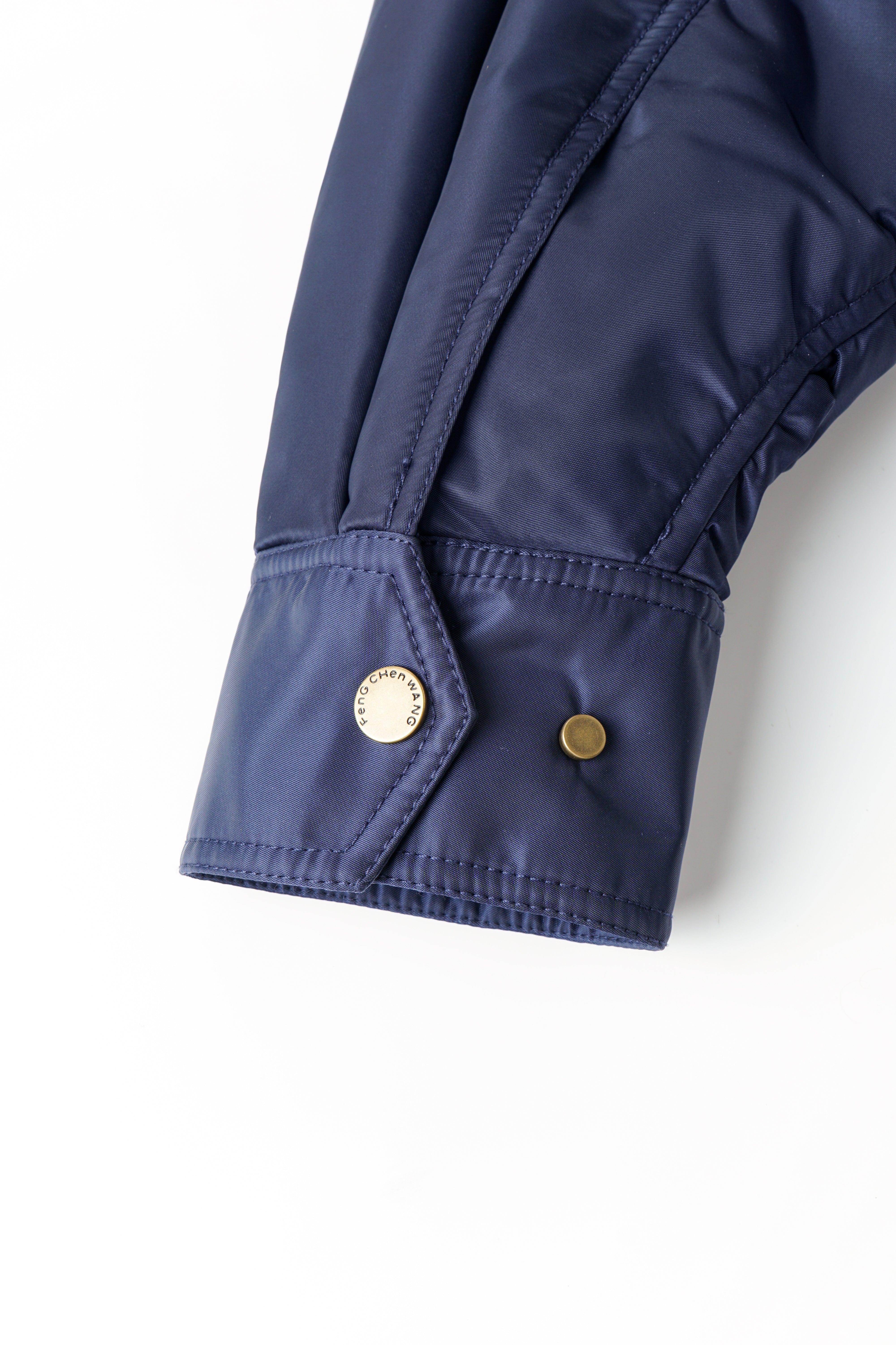 NAVY NYLON JACKET WITH FAUX FUR COLLAR