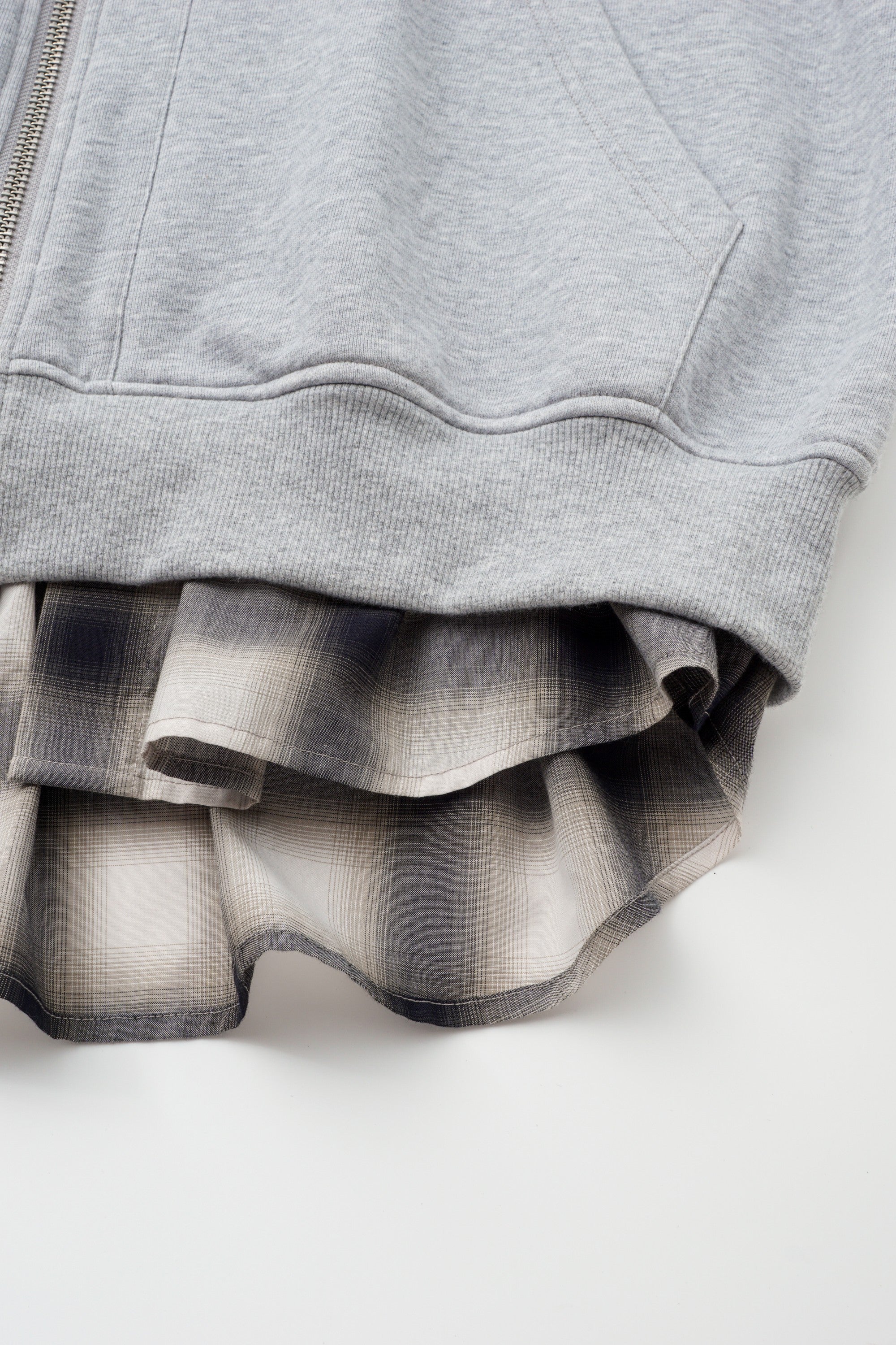 2 IN 1 ZIP HOODIE WITH CHECK SHIRT