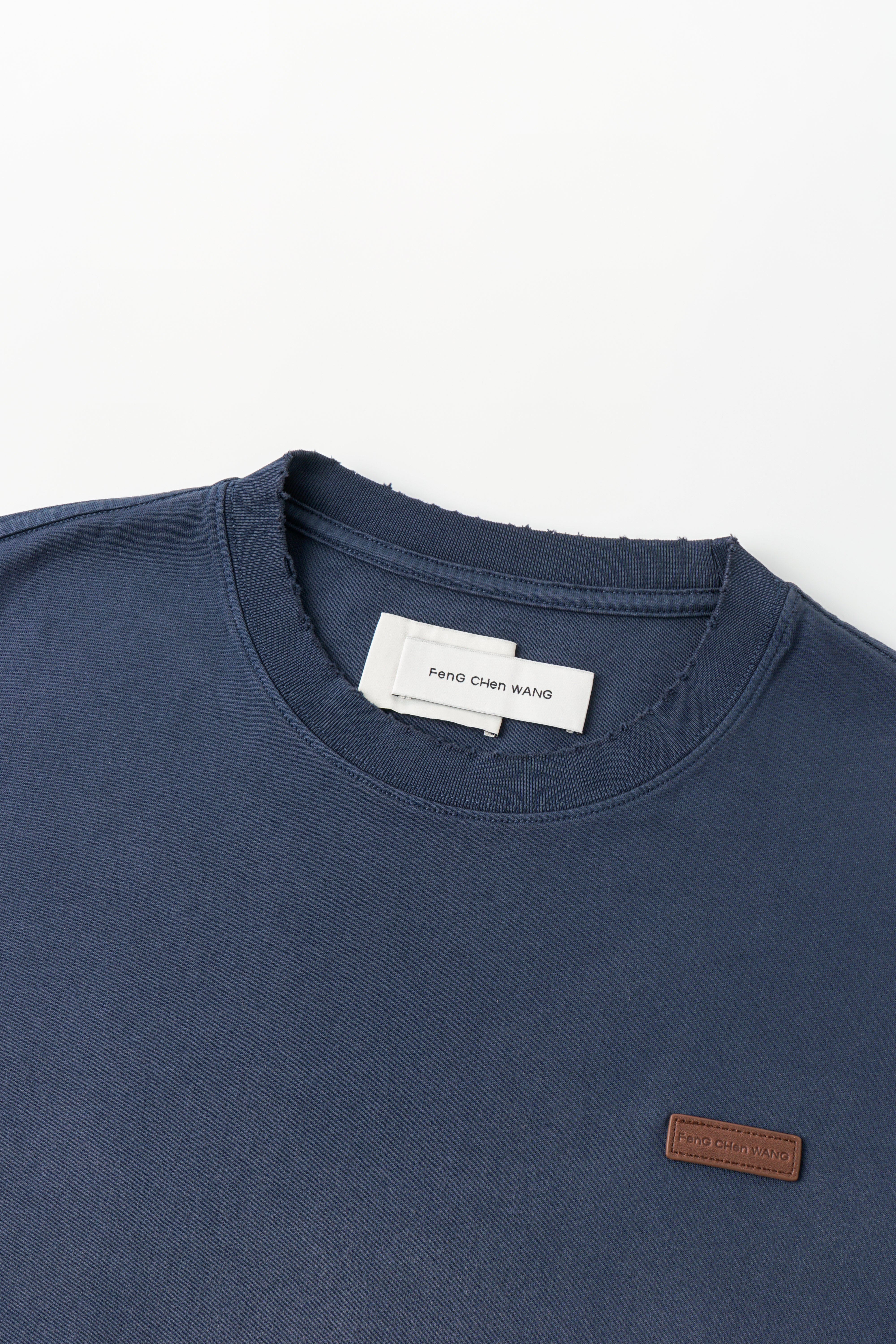 NAVY GRADIENT WASHED PATCHWORK LONG-SLEEVE T-SHIRT - Feng Chen Wang