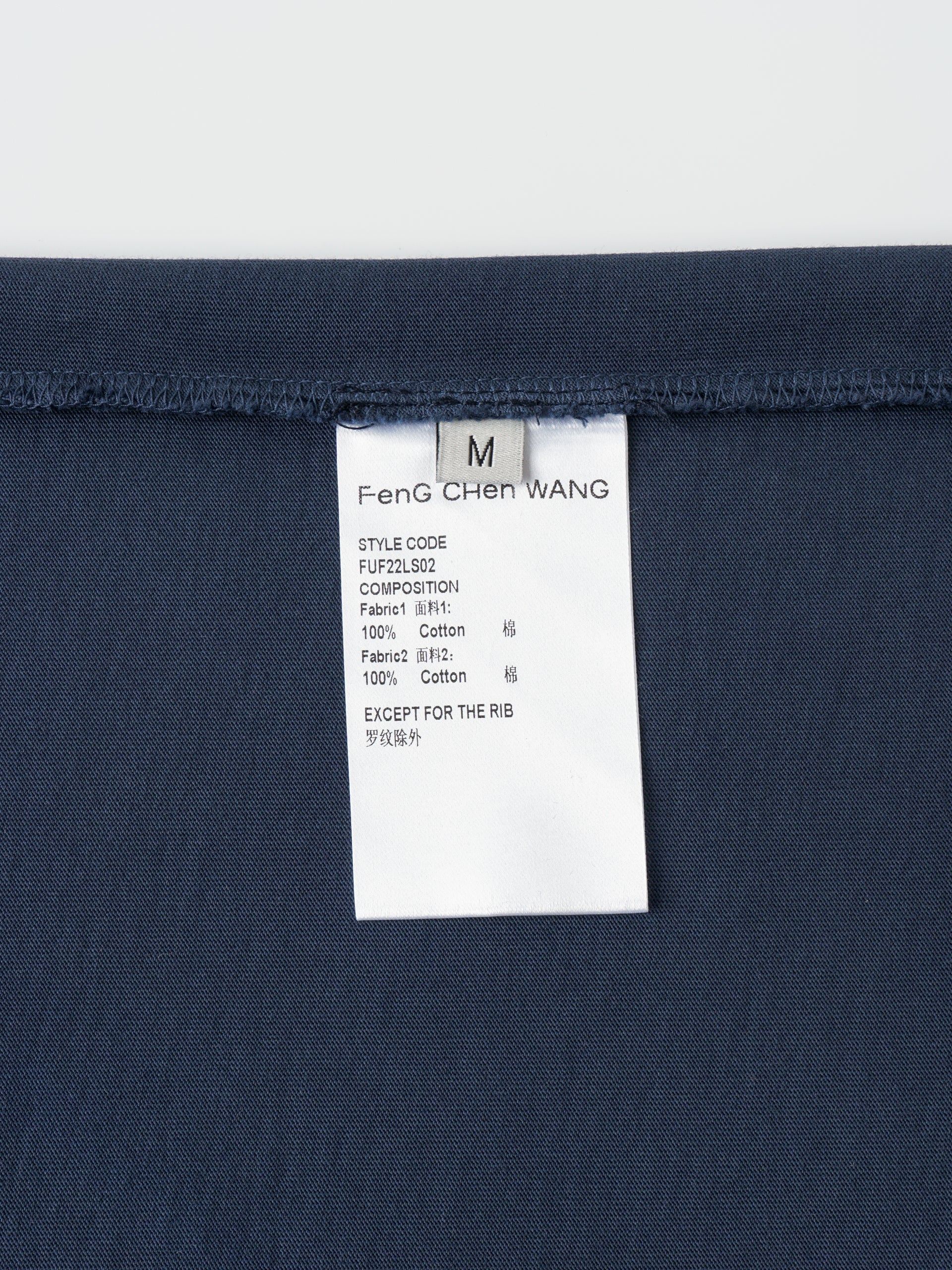 NAVY GRADIENT WASHED PATCHWORK LONG-SLEEVE T-SHIRT - Feng Chen Wang