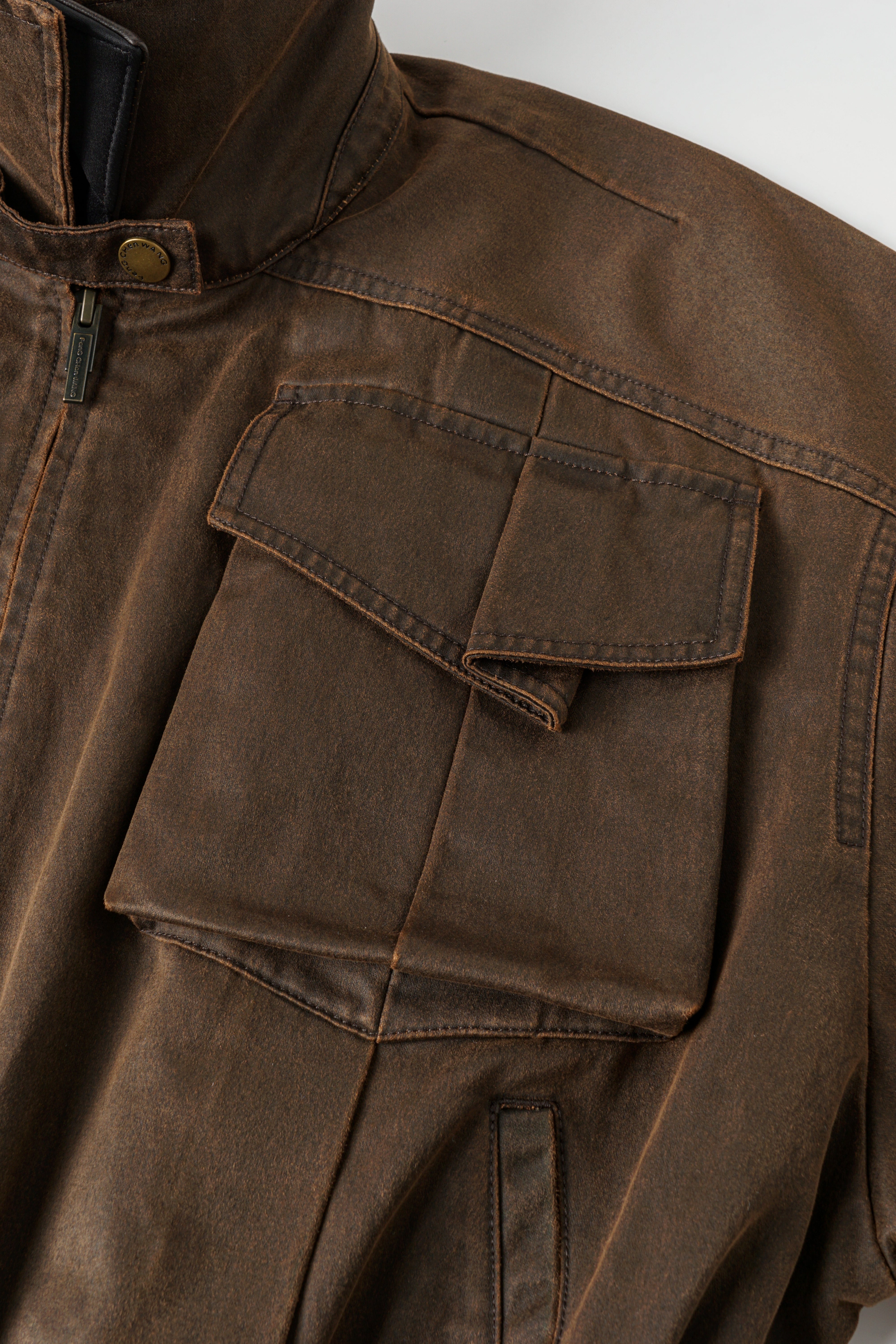 BROWN ELASTIC WAIST JACKET