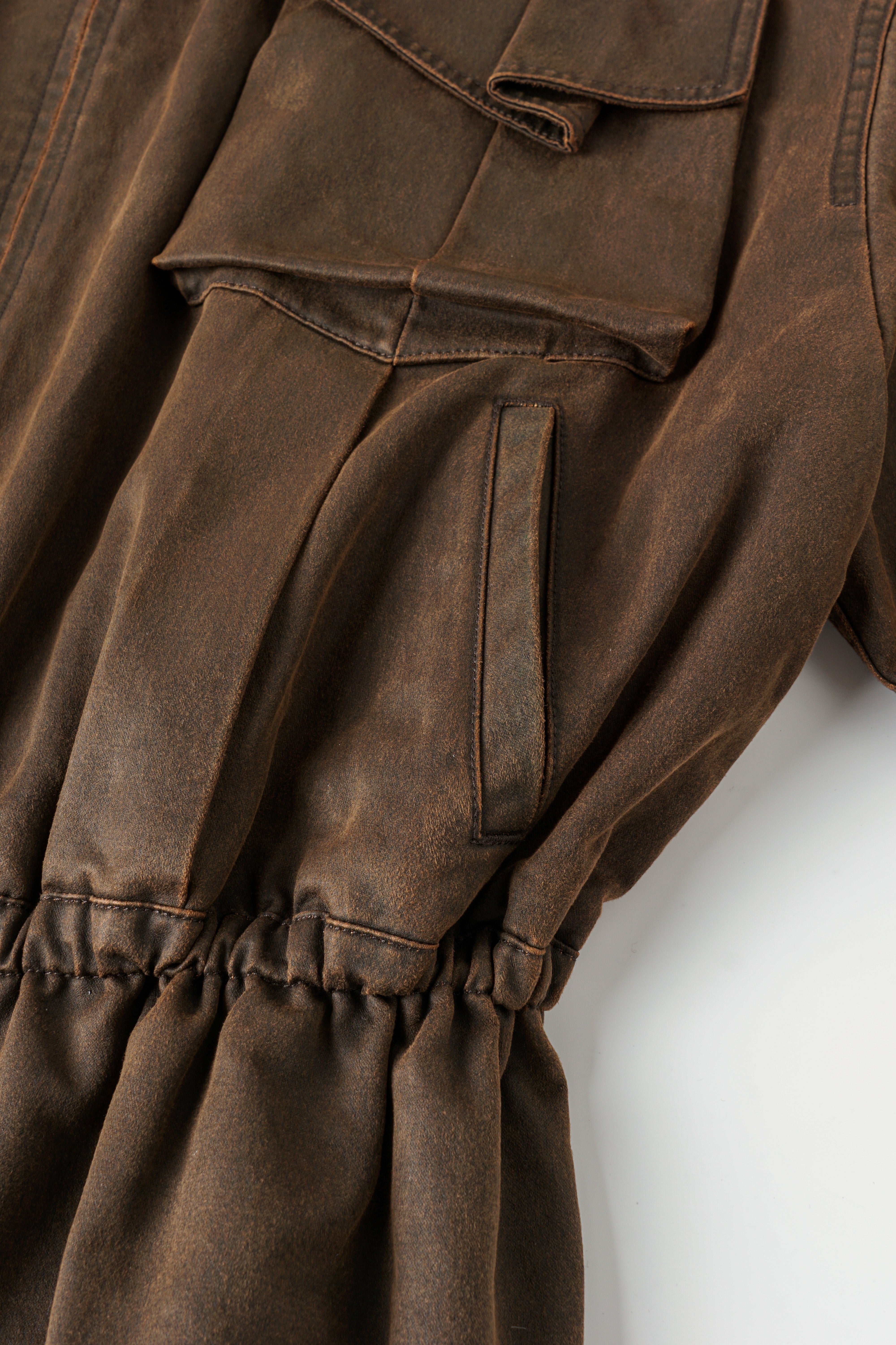 BROWN ELASTIC WAIST JACKET