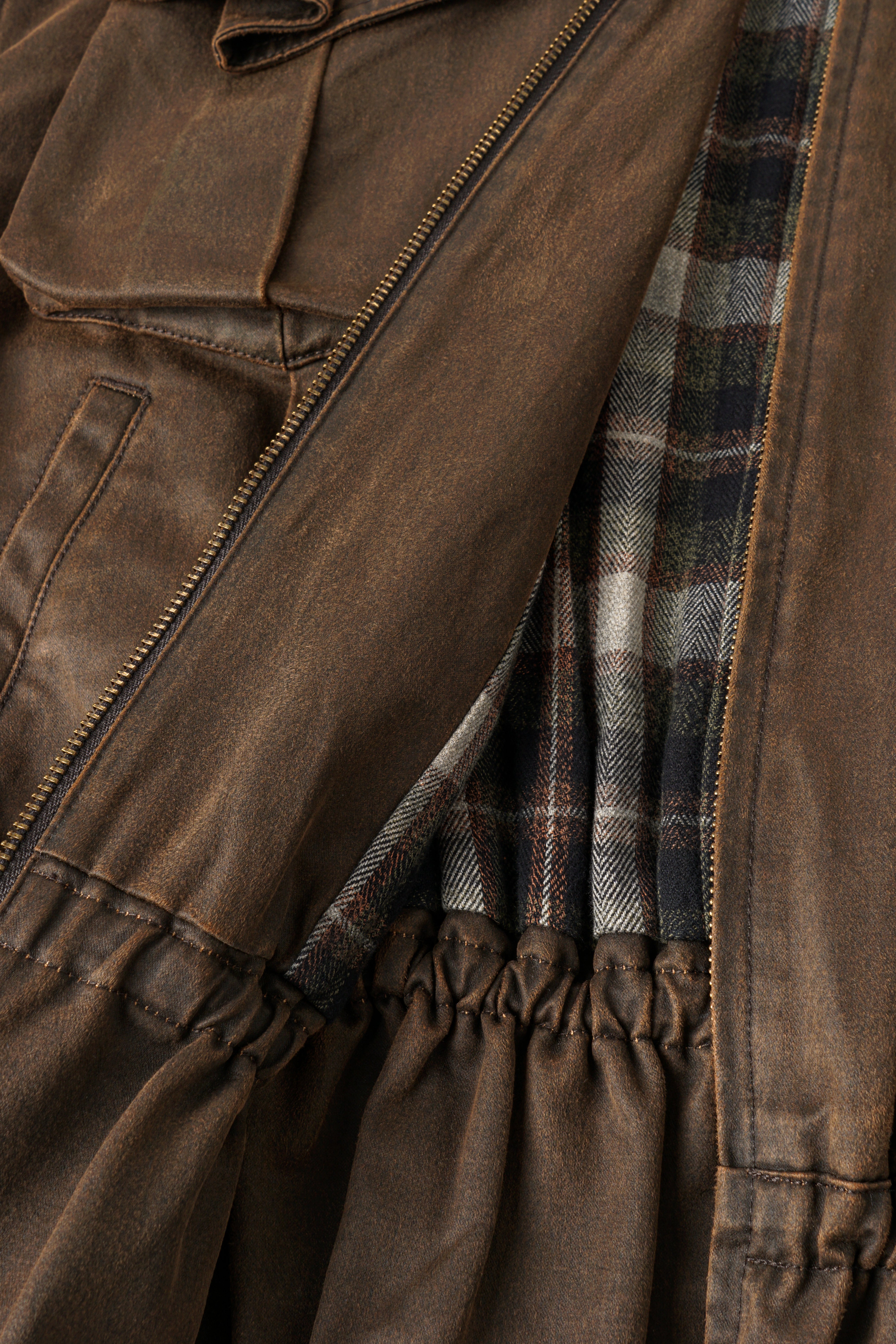 BROWN ELASTIC WAIST JACKET