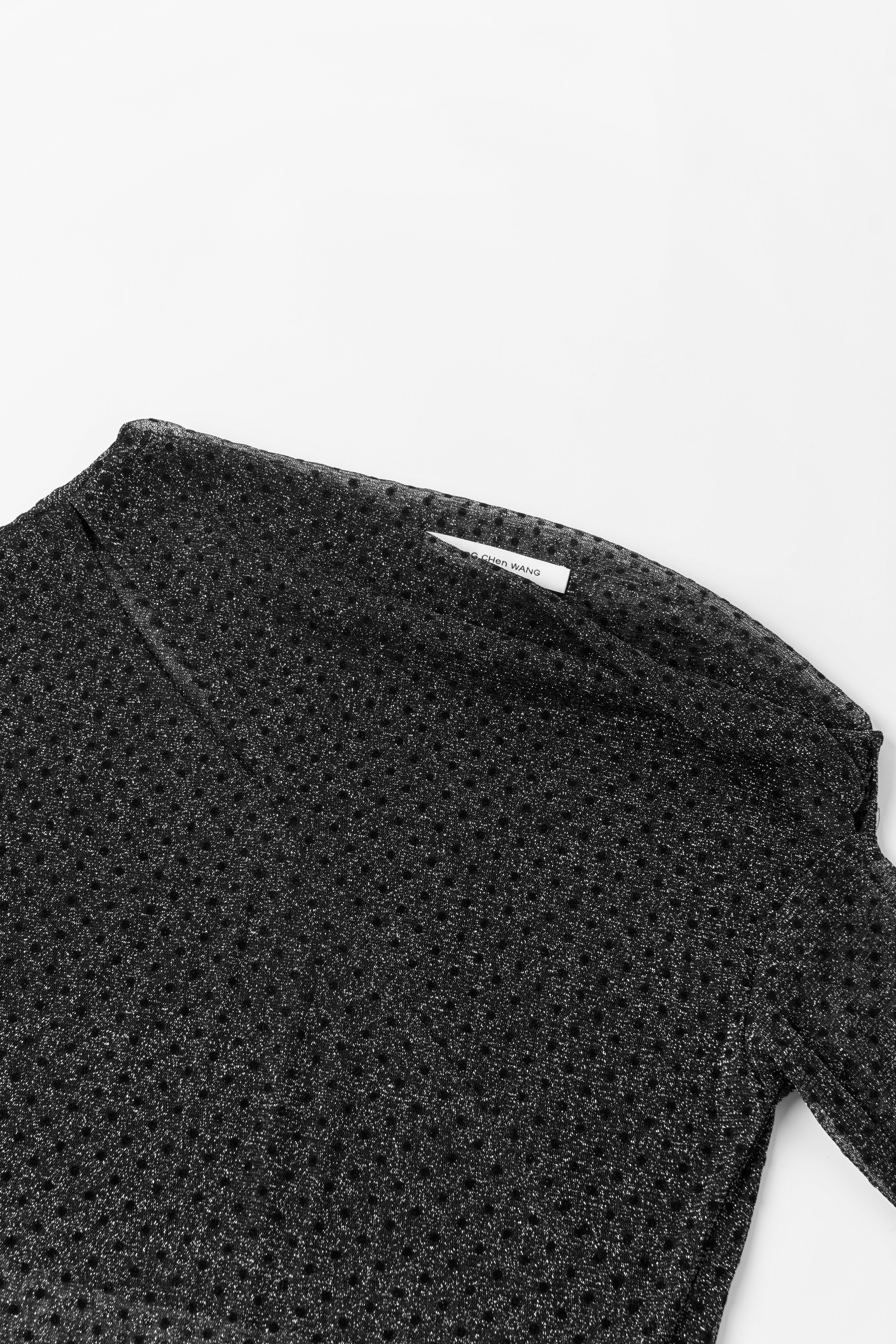 BLACK POLKA DOT ONE-SHOULDER BASE TOP