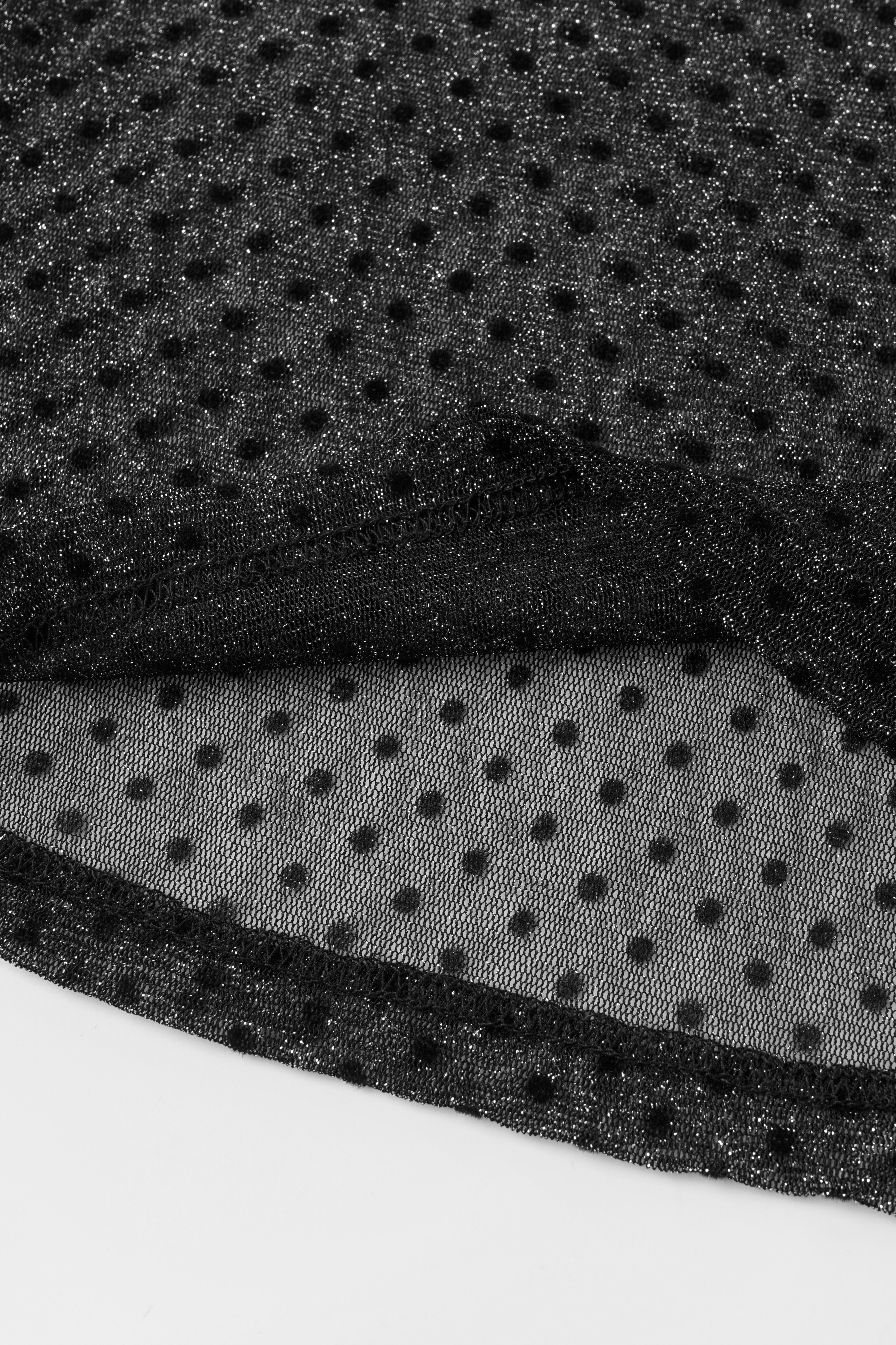 BLACK POLKA DOT ONE-SHOULDER BASE TOP