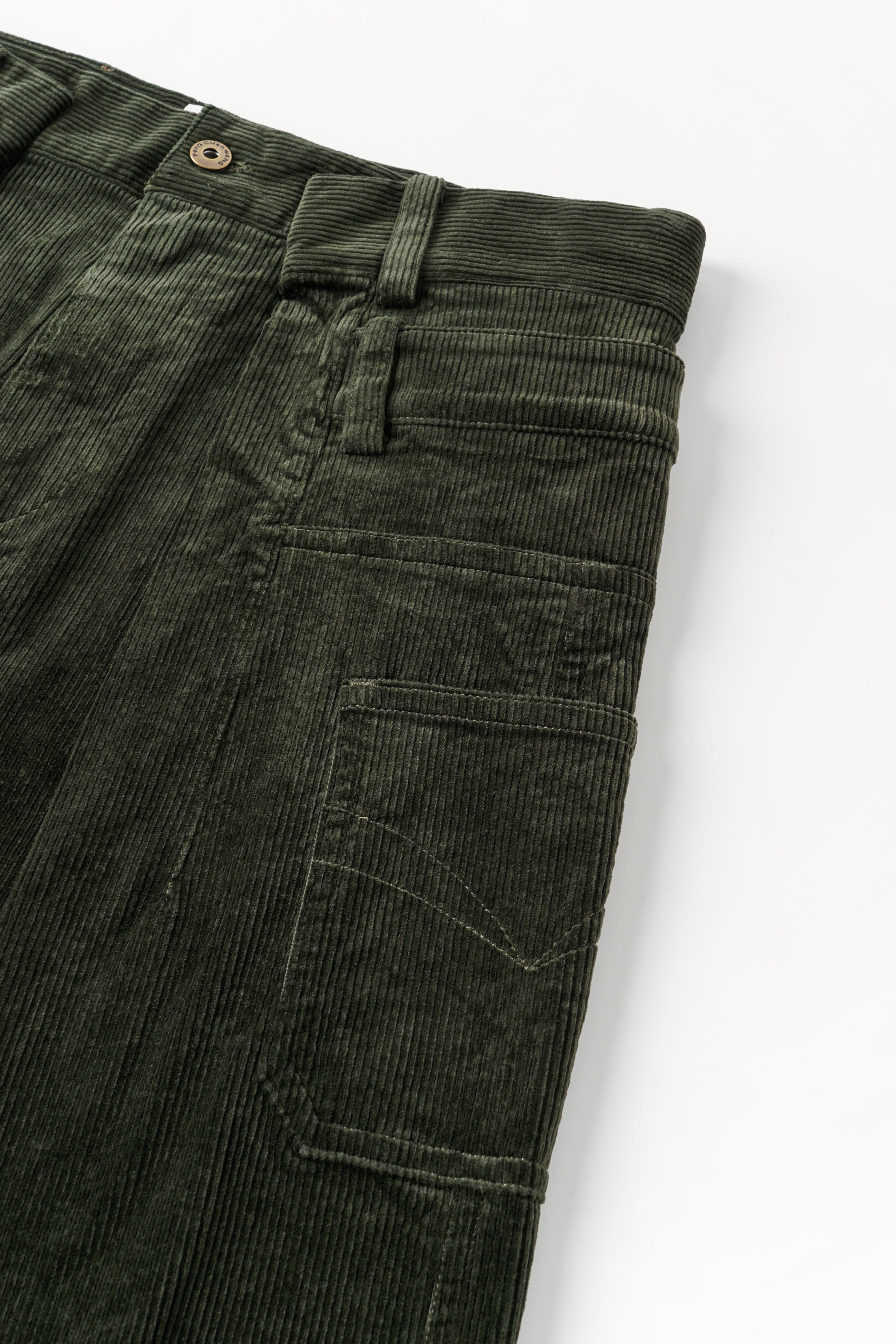 GREEN WASHED CORDUROY DECONSTRUCTED PANTS