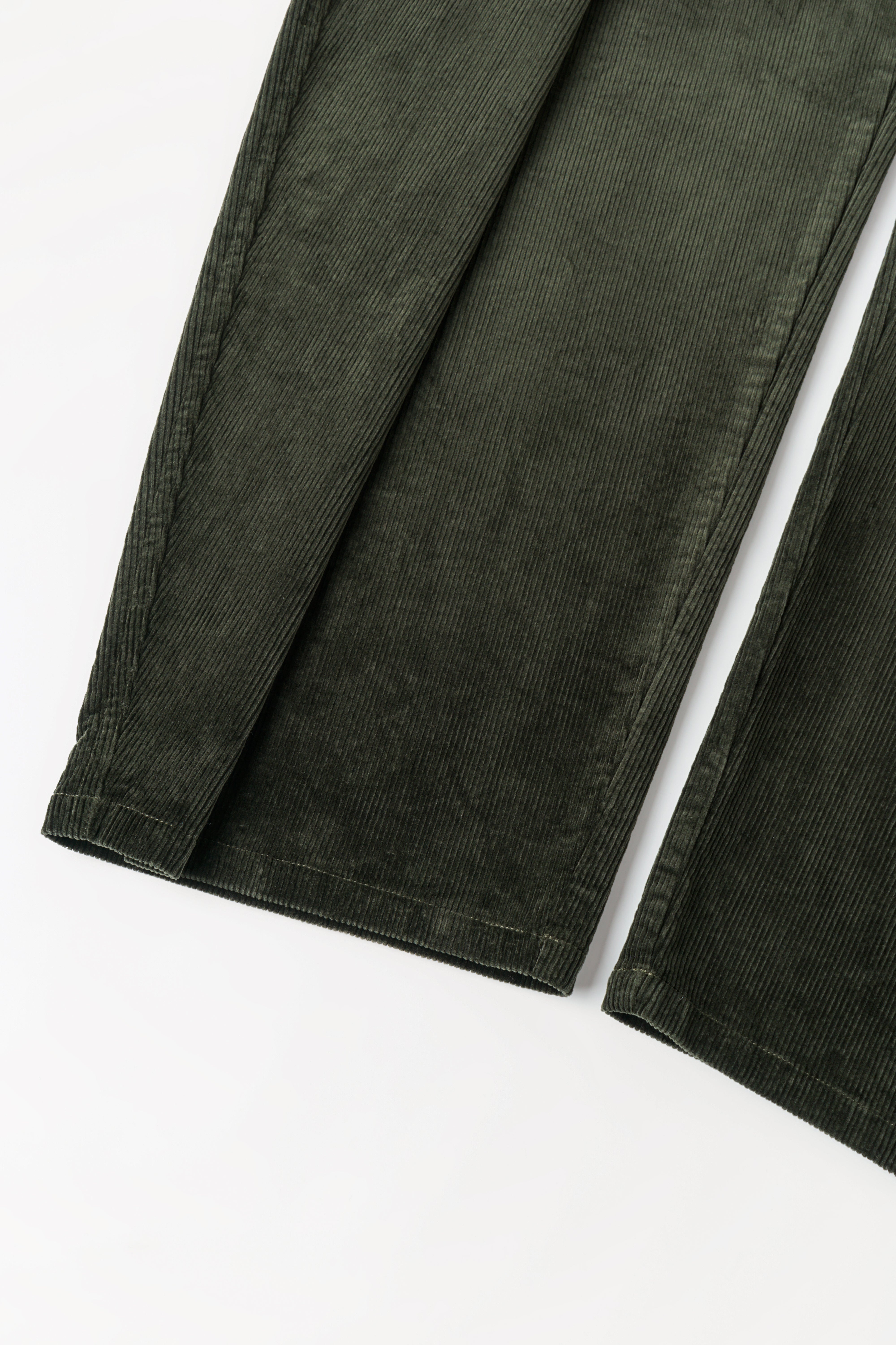 GREEN WASHED CORDUROY DECONSTRUCTED PANTS