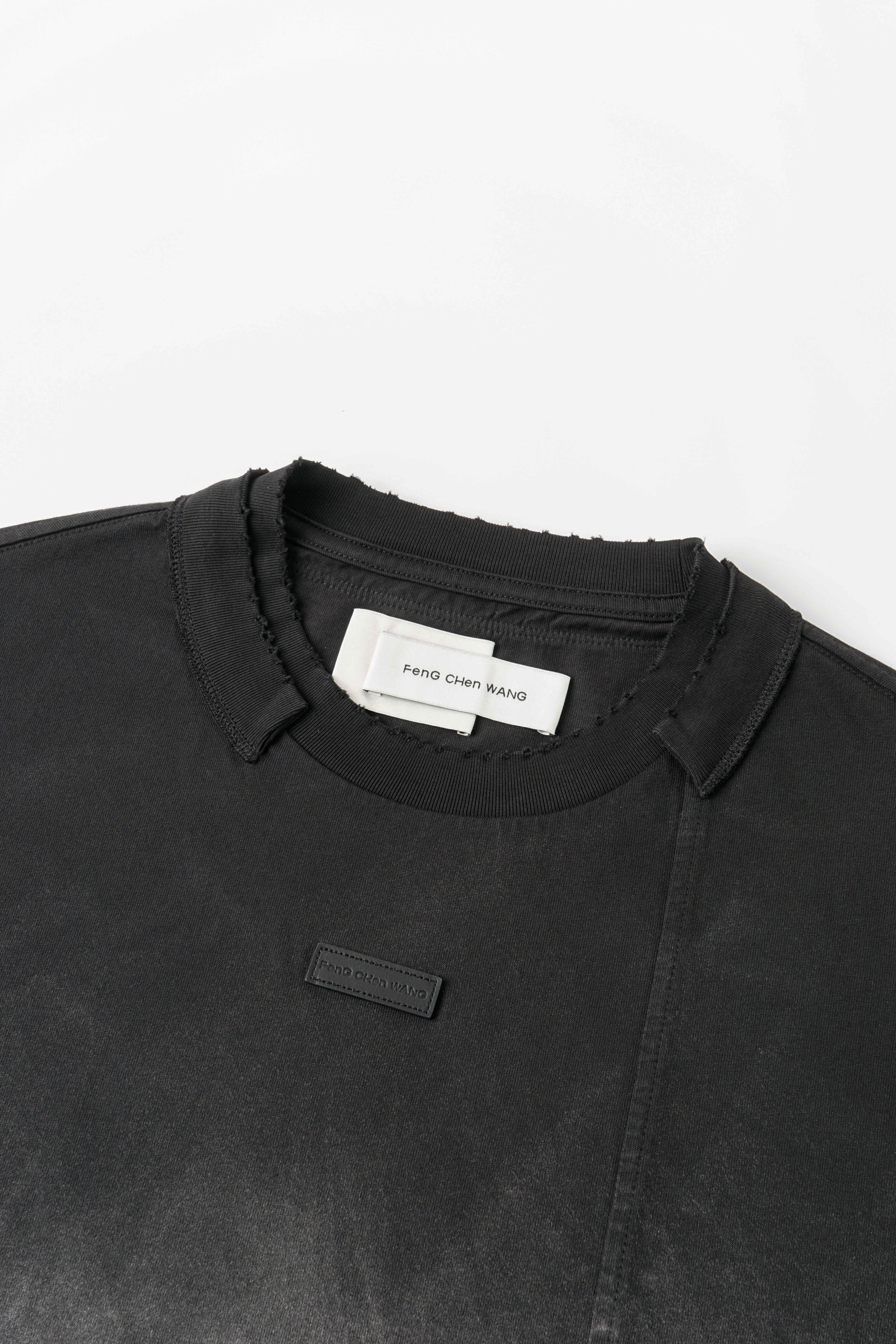 BLACK-GREY GRADIENT WASHED LONG-SLEEVE T-SHIRT
