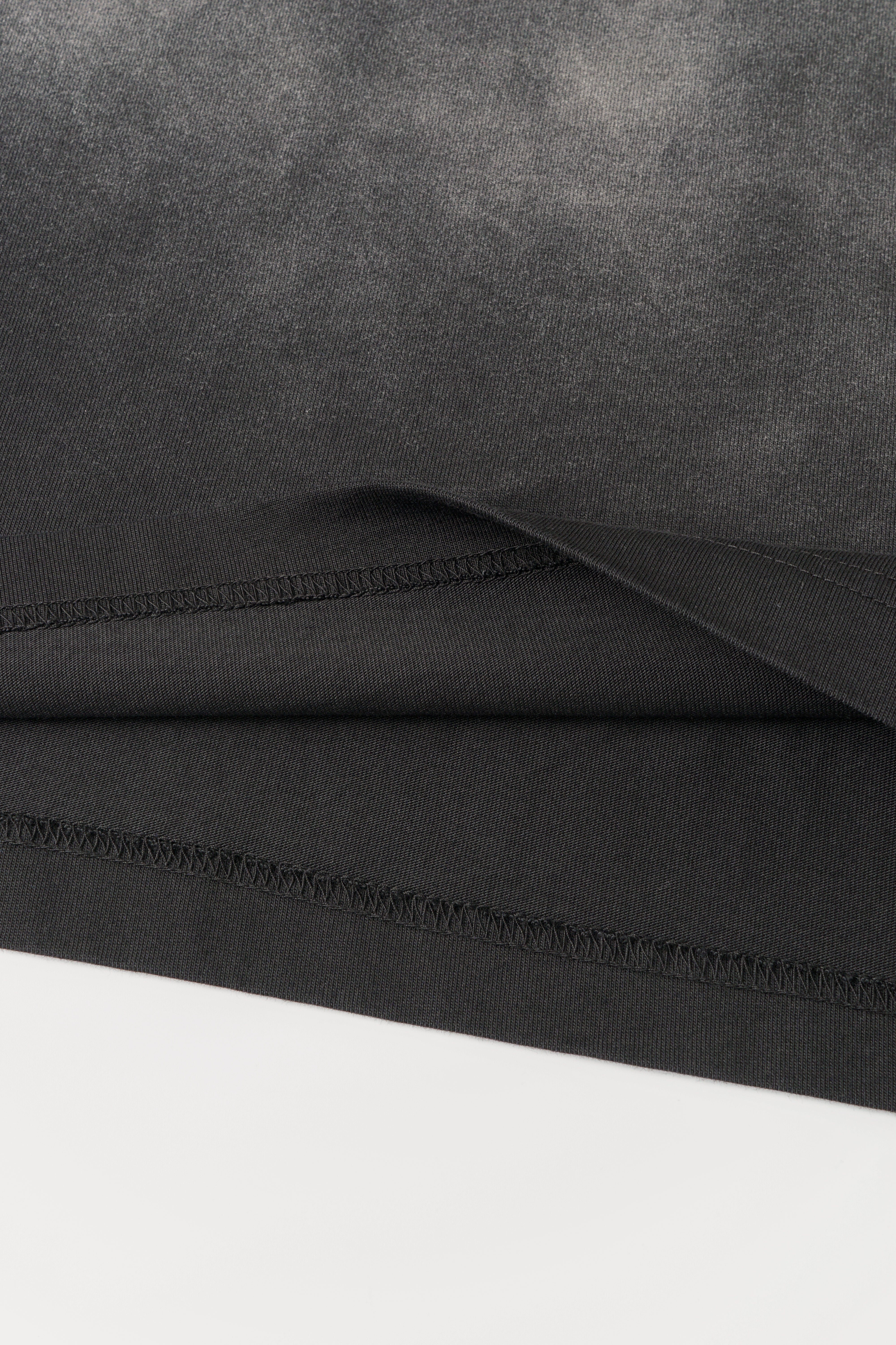 BLACK-GREY GRADIENT WASHED LONG-SLEEVE T-SHIRT