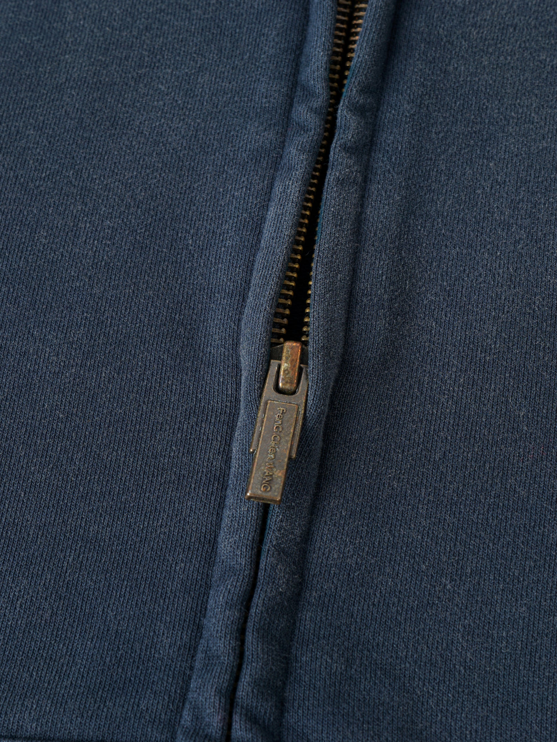 NAVY PLAID-PANEL ZIP-UP HOODIE