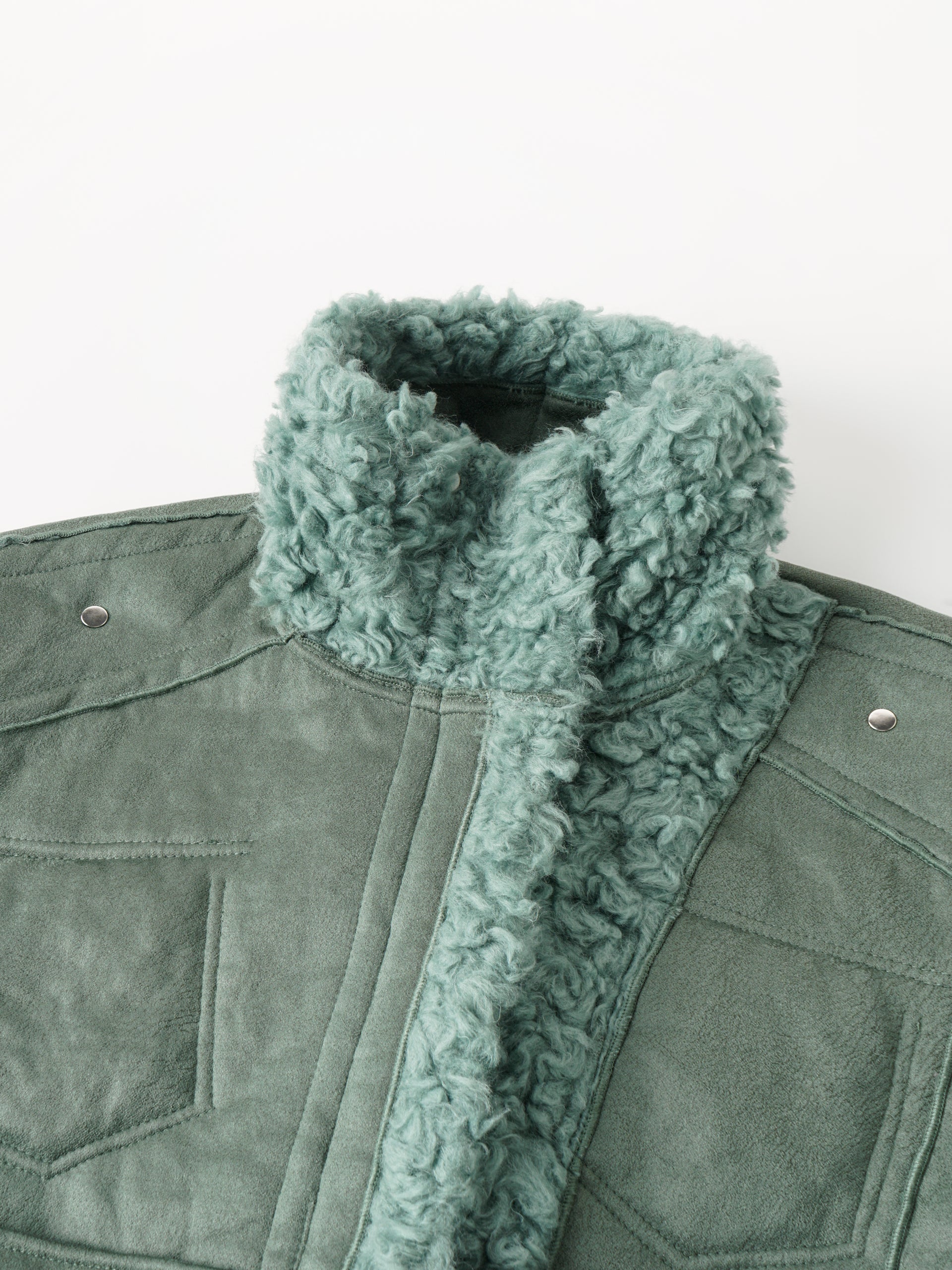 REVERSIBLE FAUX SHEARLING DOUBLE-COLLAR JACKET