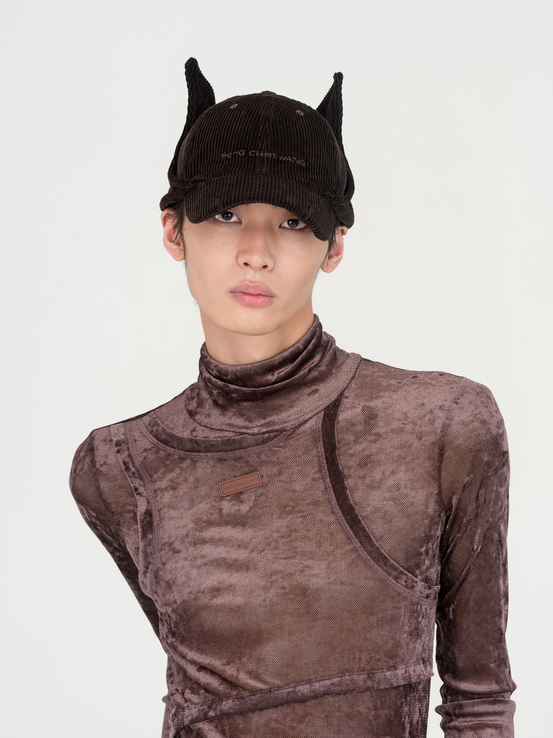 BROWN CORDUROY CAT-EAR CAP