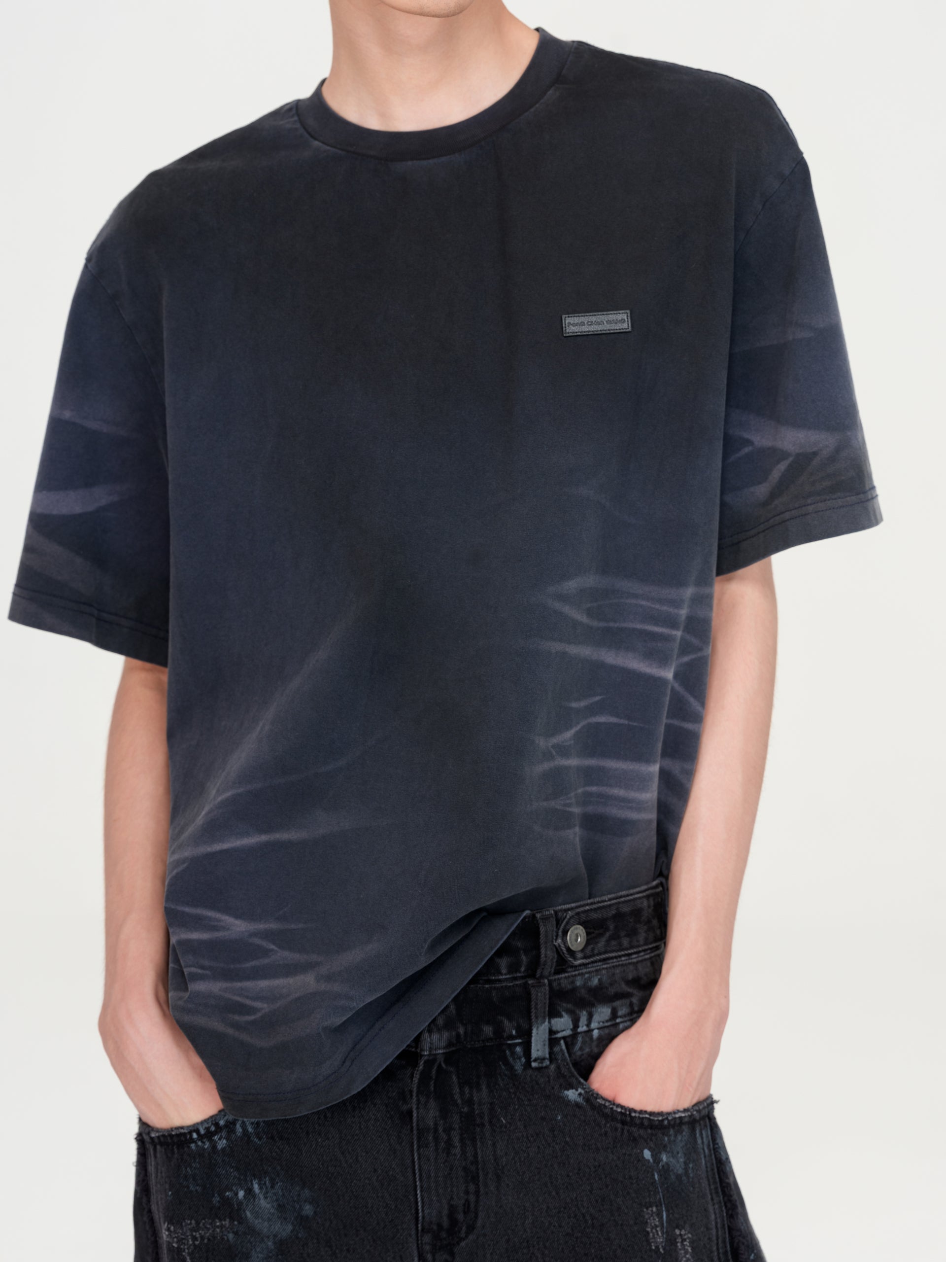 DARK NAVY WASHED SPRAY-DYED T-SHIRT