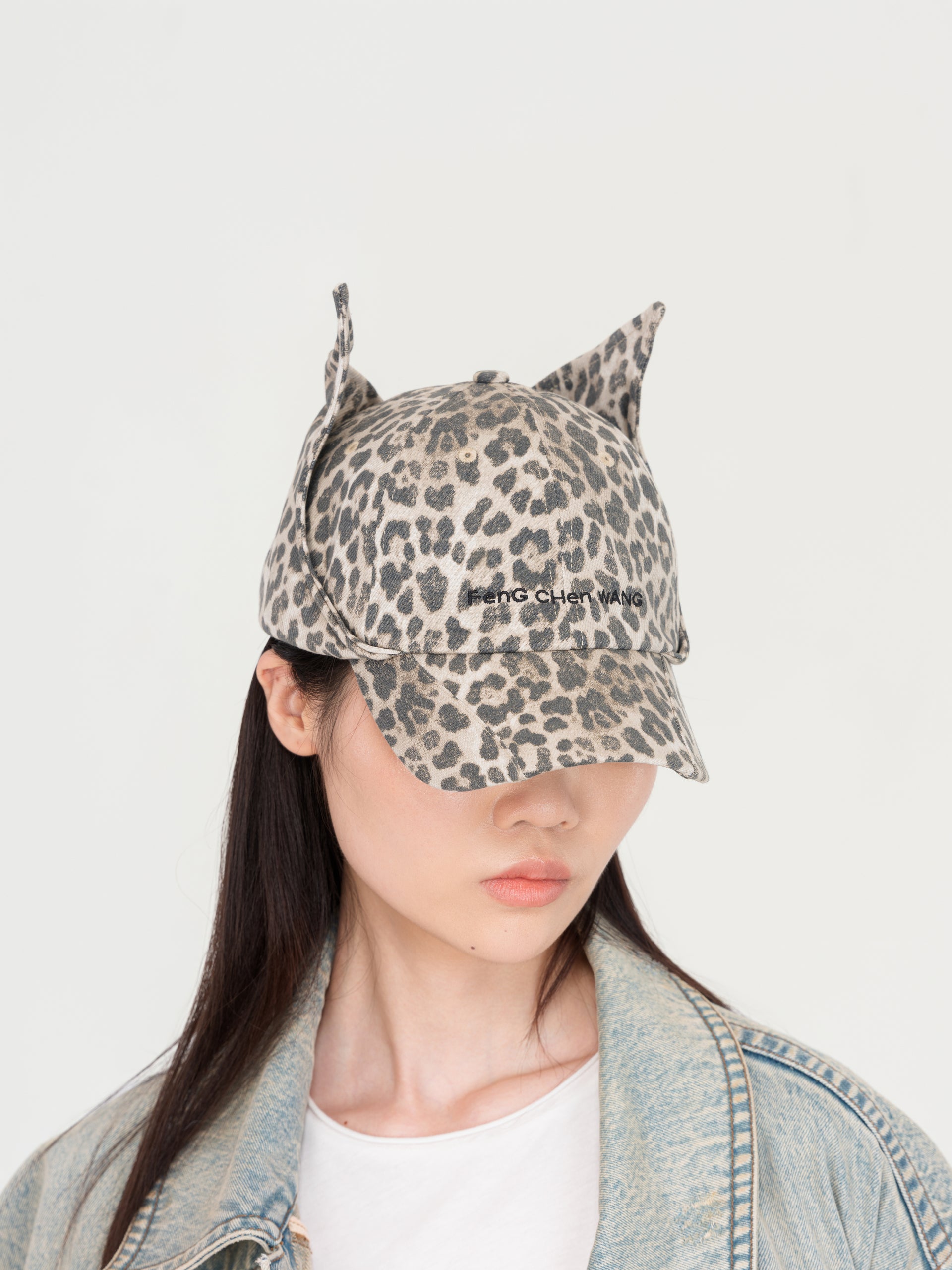 LEOPARD-PRINT CAT EAR CAP