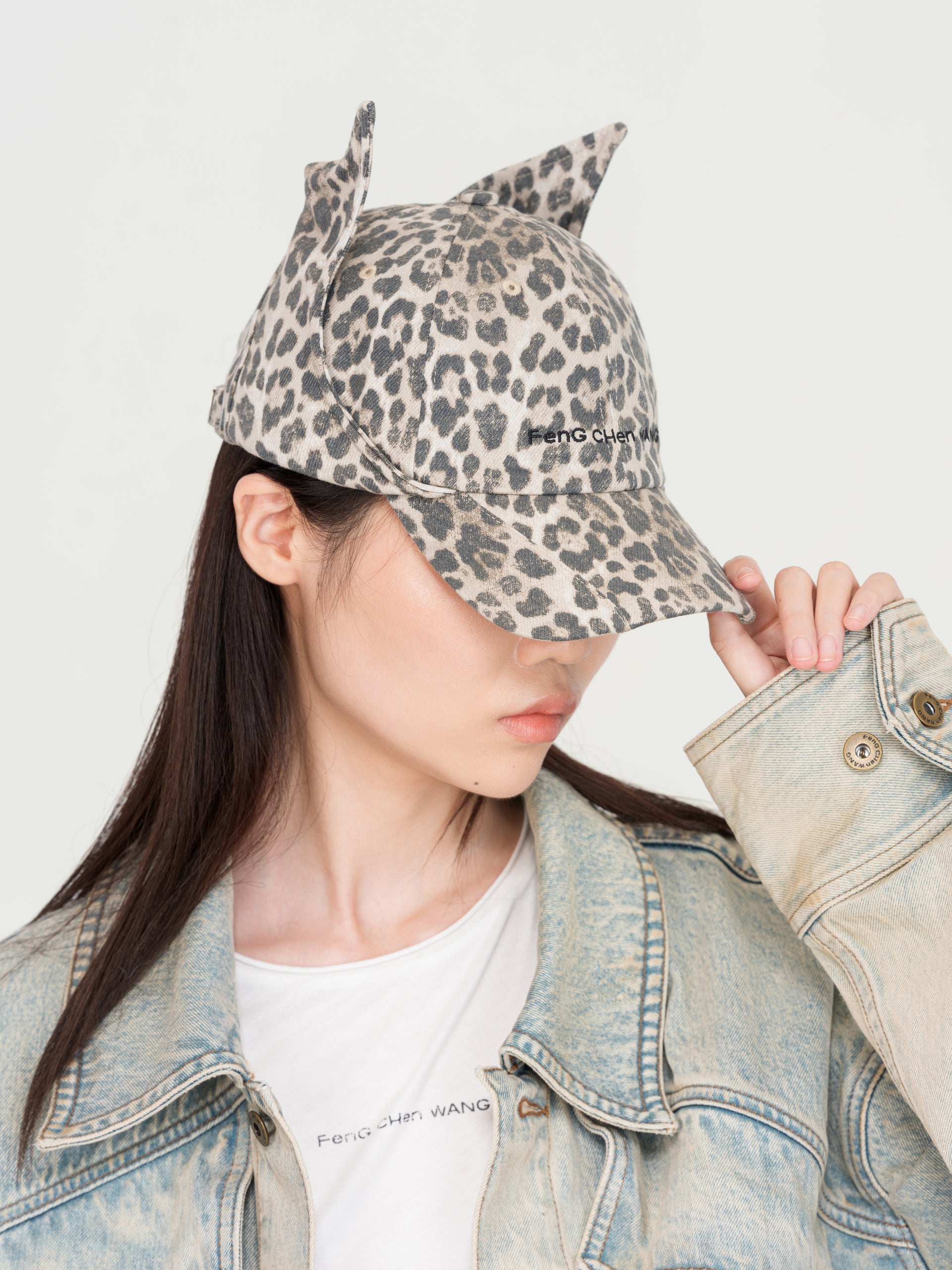 LEOPARD-PRINT CAT EAR CAP