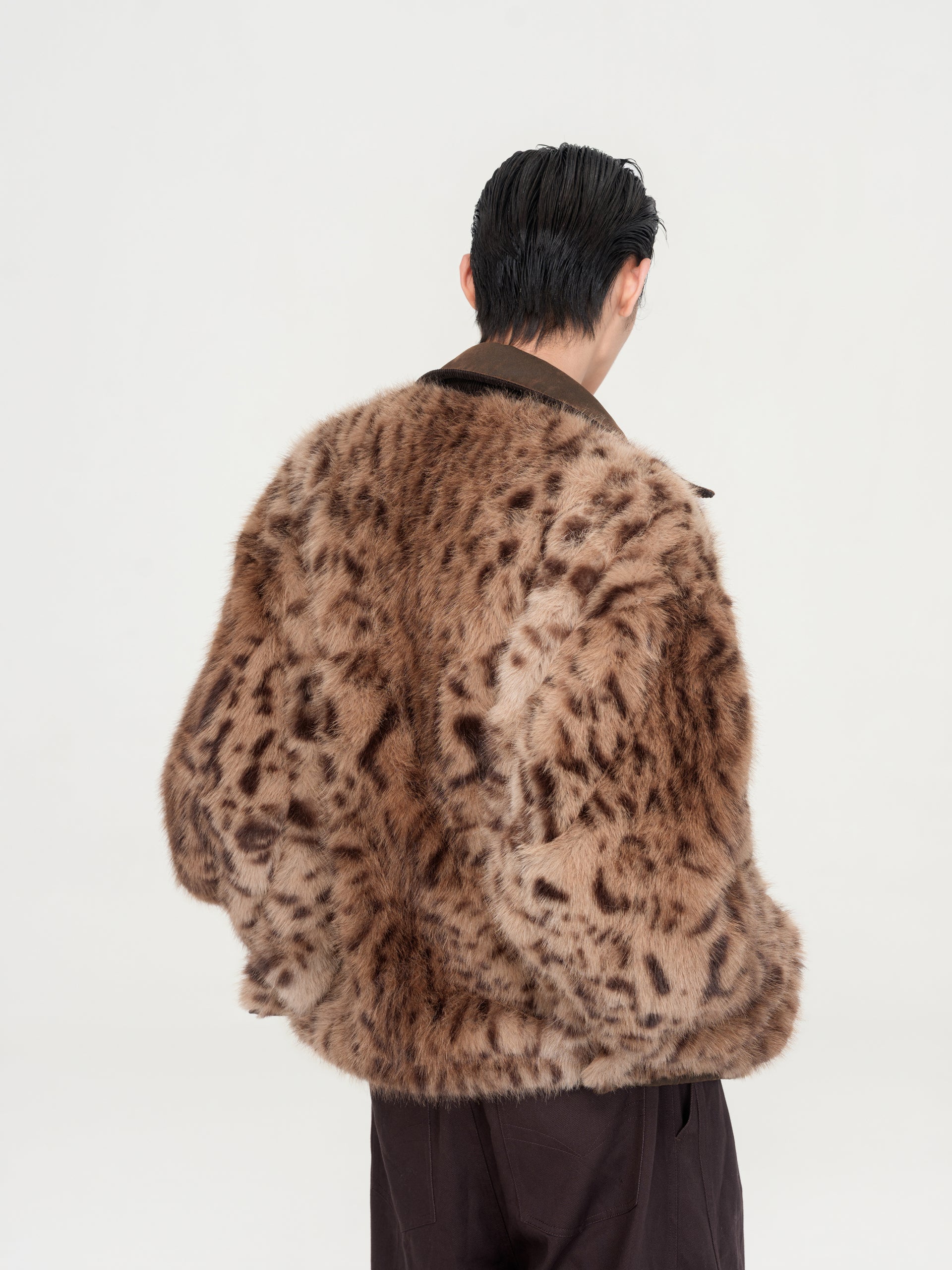 REVERSIBLE WASHED COTTON JACKET WITH LEOPARD-PRINT LINING