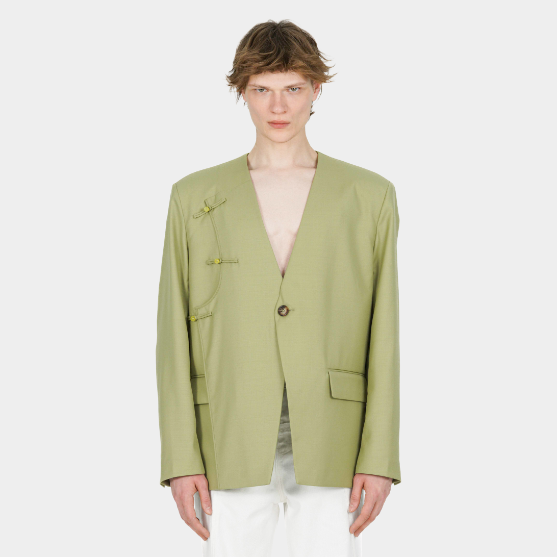 COLLARLESS SUIT BLAZER