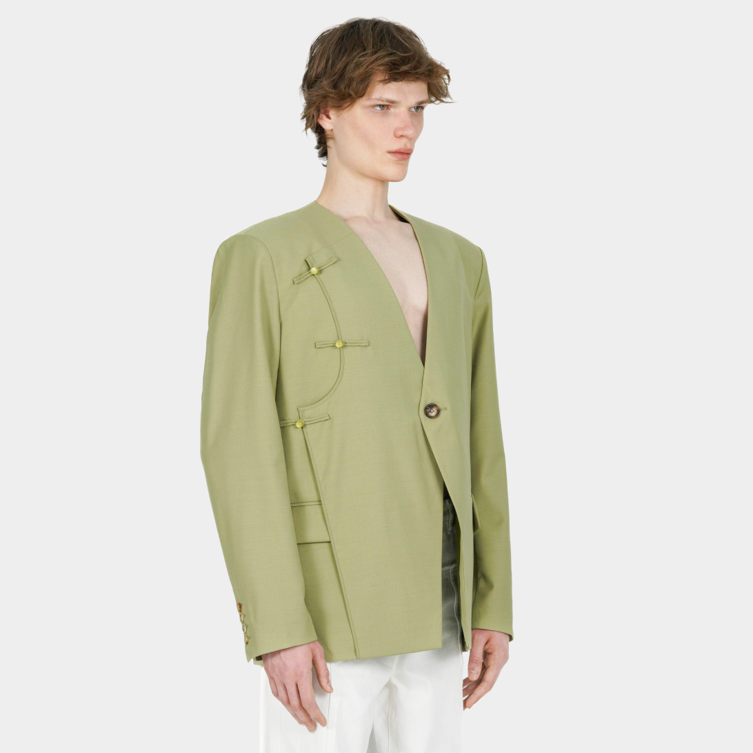 COLLARLESS SUIT BLAZER