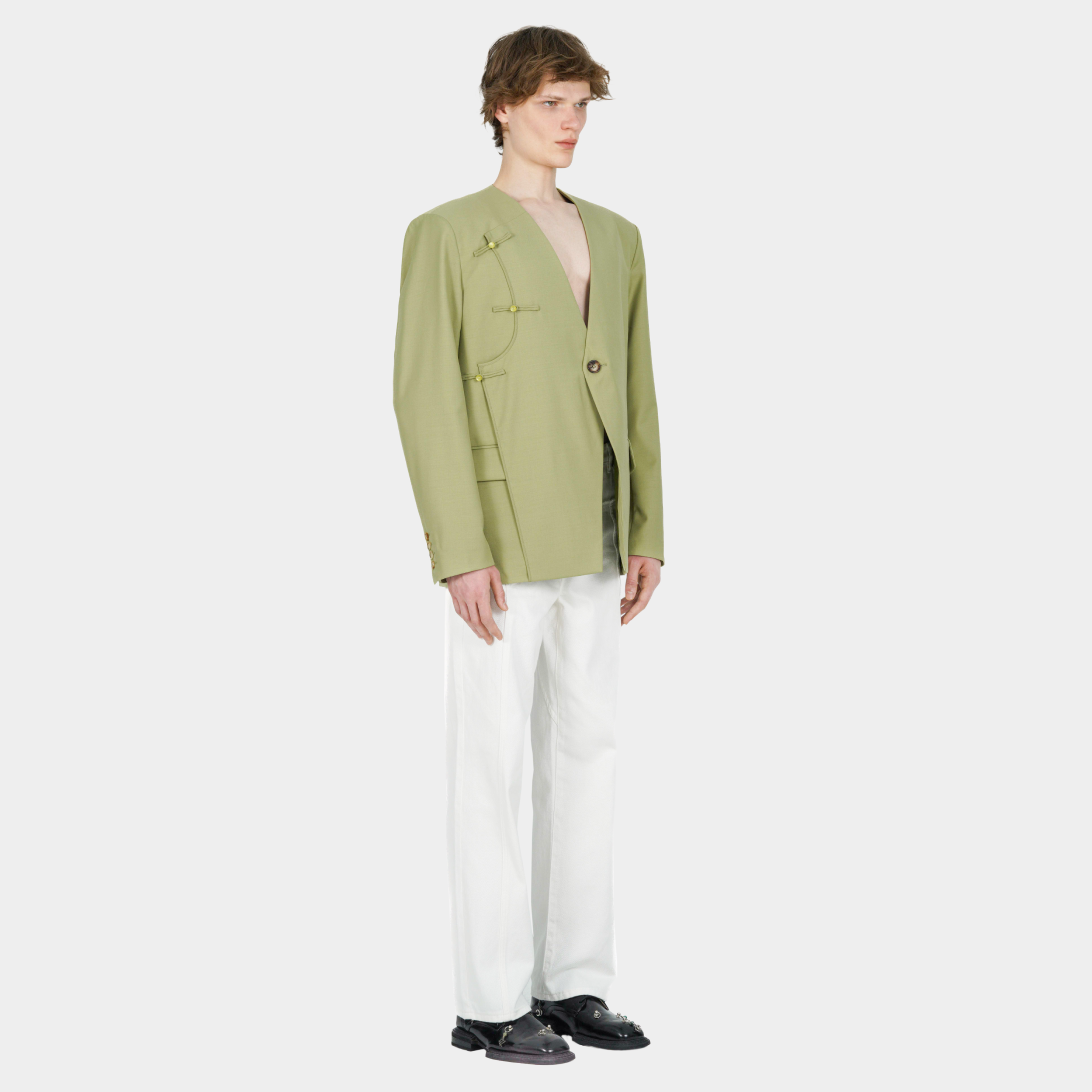 COLLARLESS SUIT BLAZER