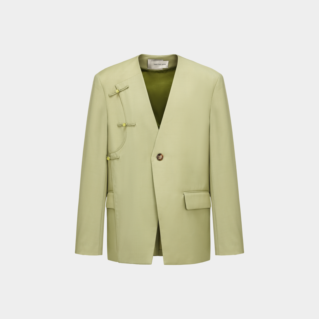 COLLARLESS SUIT BLAZER