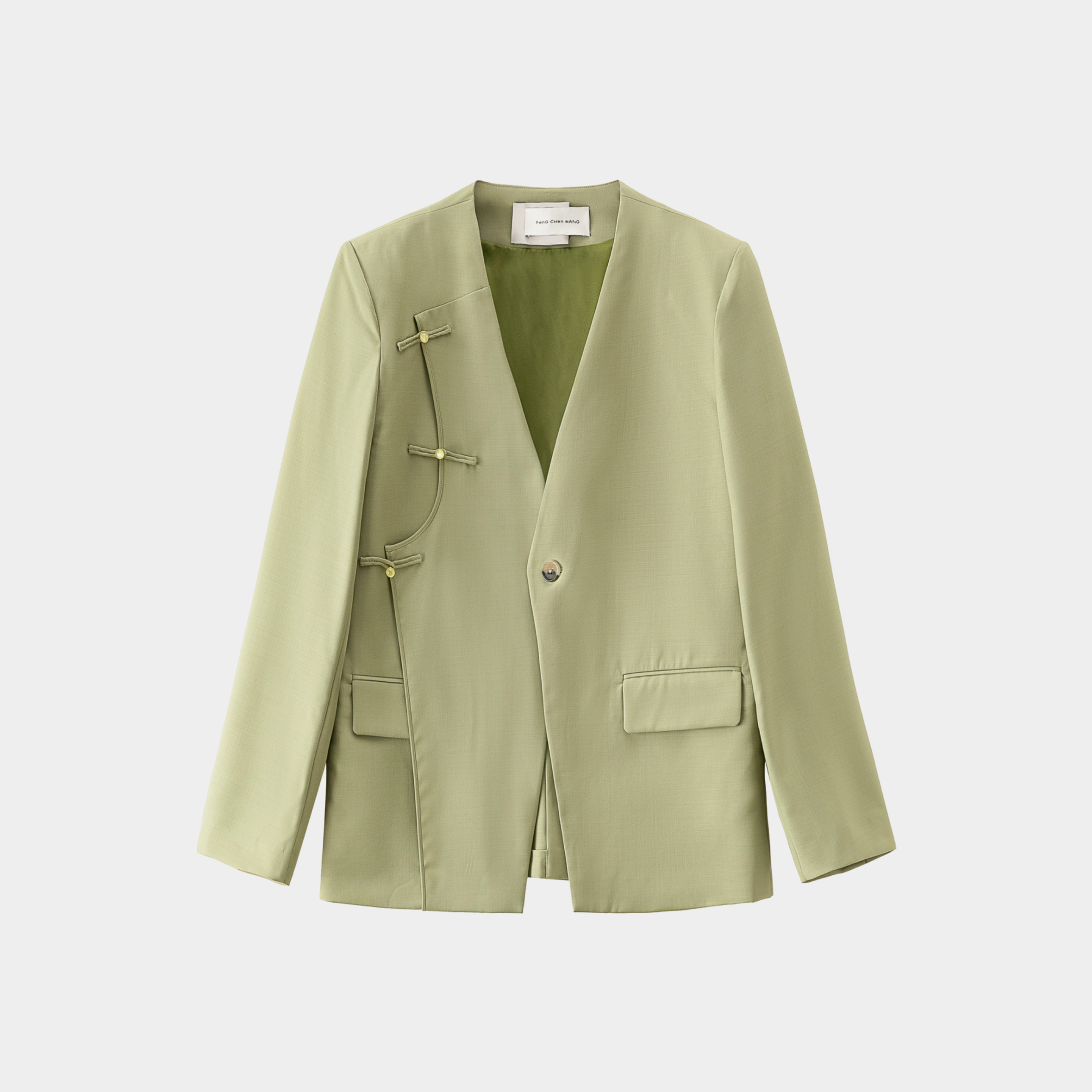 COLLARLESS SUIT BLAZER