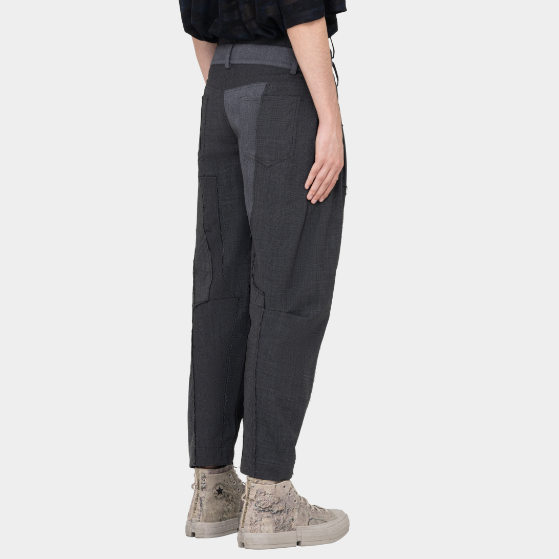 WOOL FABRIC PATCHWORK PANTS