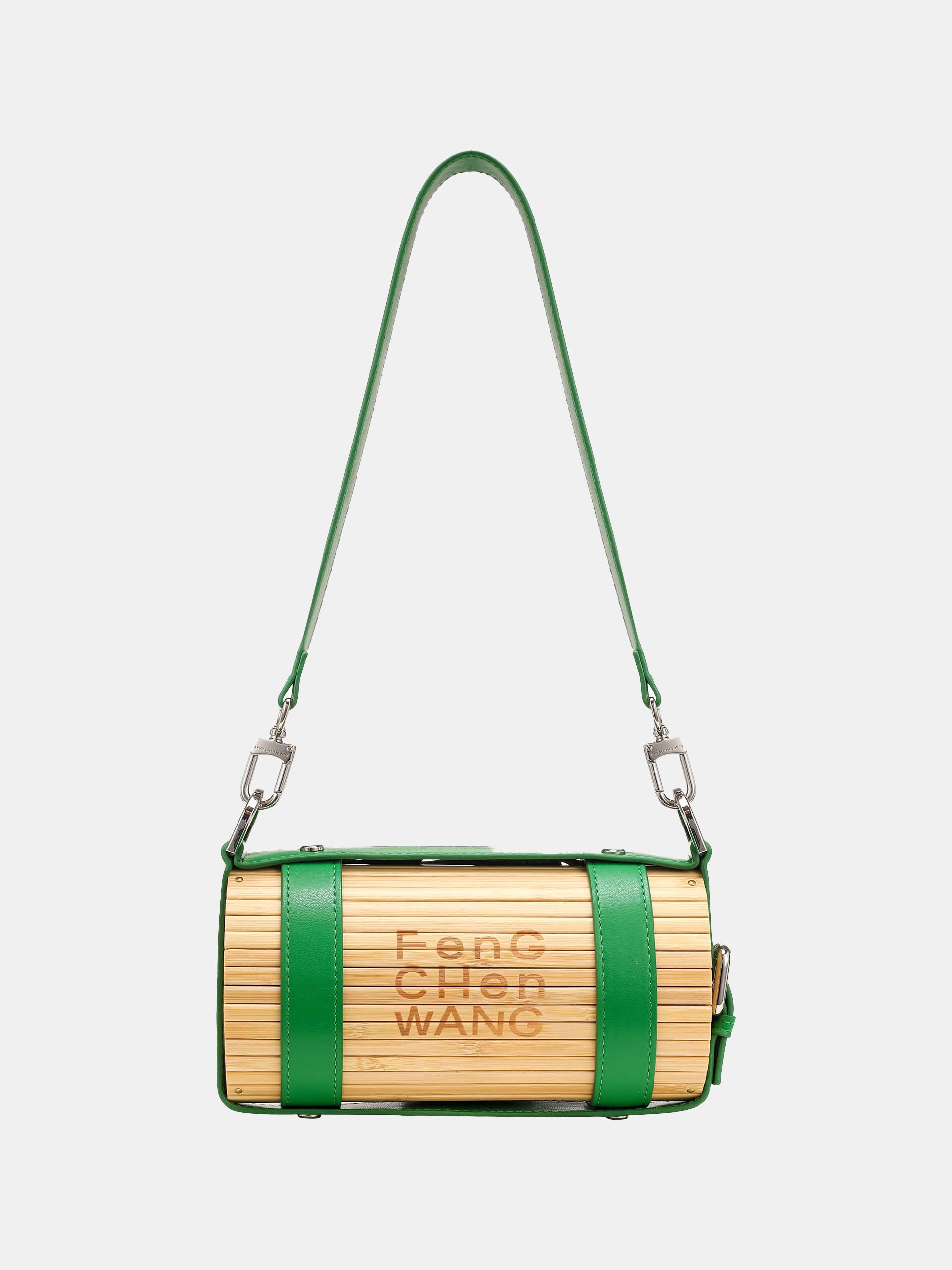 GREEN LOGO STRAP BAMBOO BAG