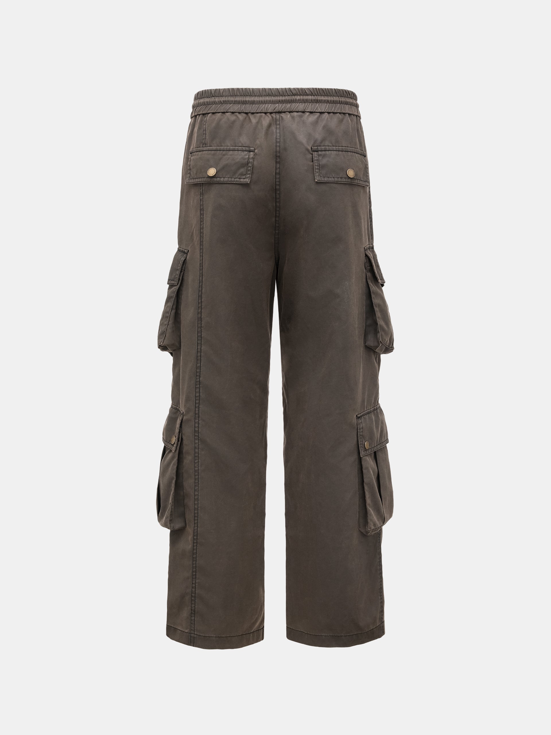 BROWN DECONSTRUCTED WASHED UTILITY PANTS