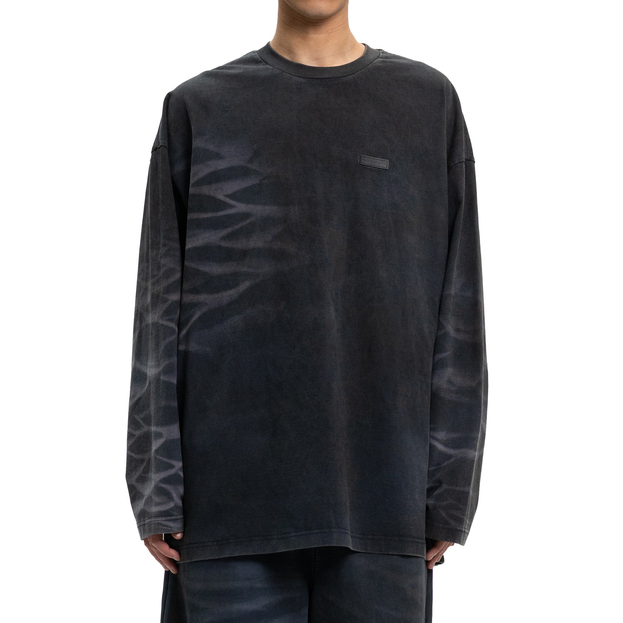 DARK NAVY WASHED BLACK-SPRAY LONG-SLEEVE T-SHIRT - Feng Chen Wang