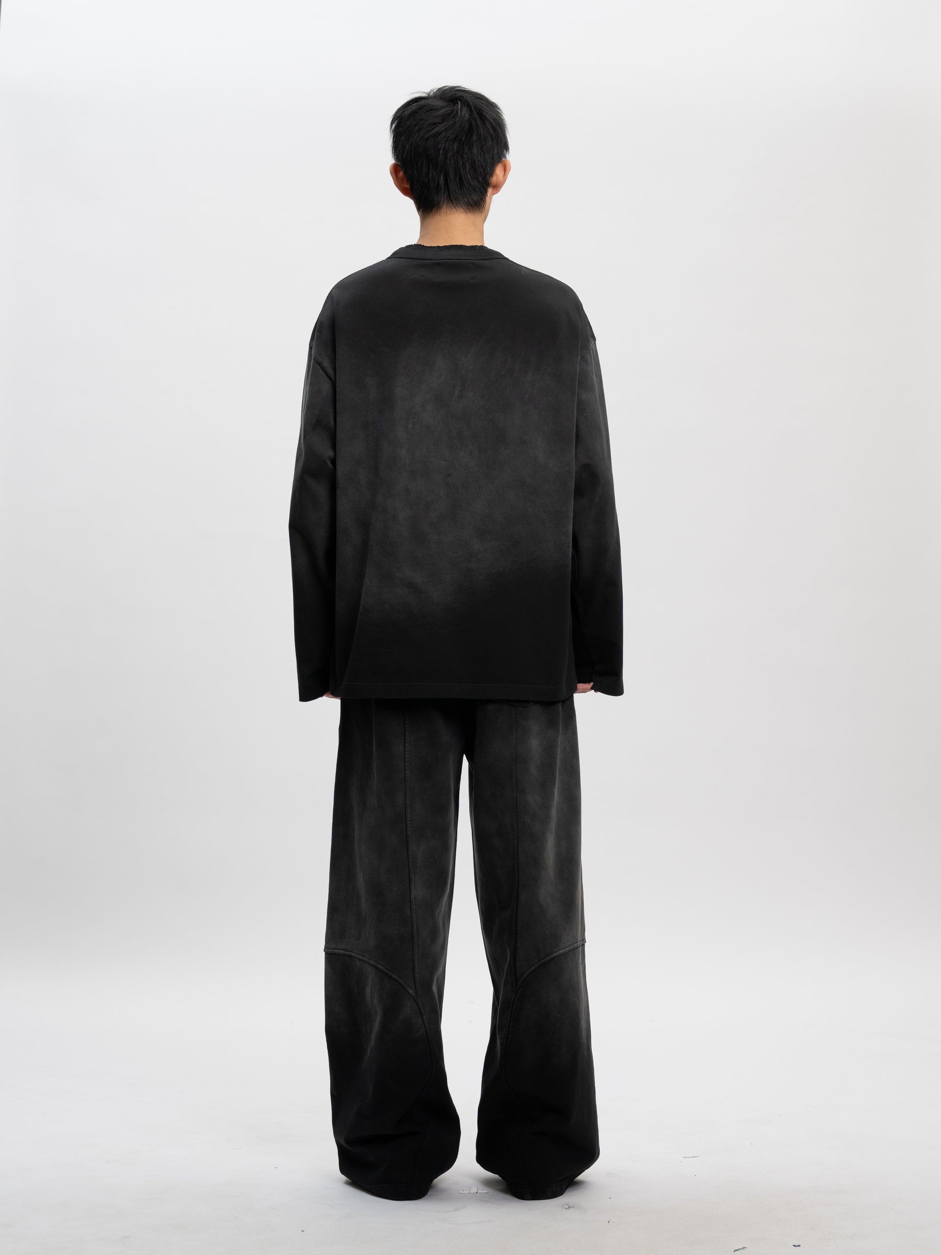 BLACK-GREY WASHED DYED PANTS