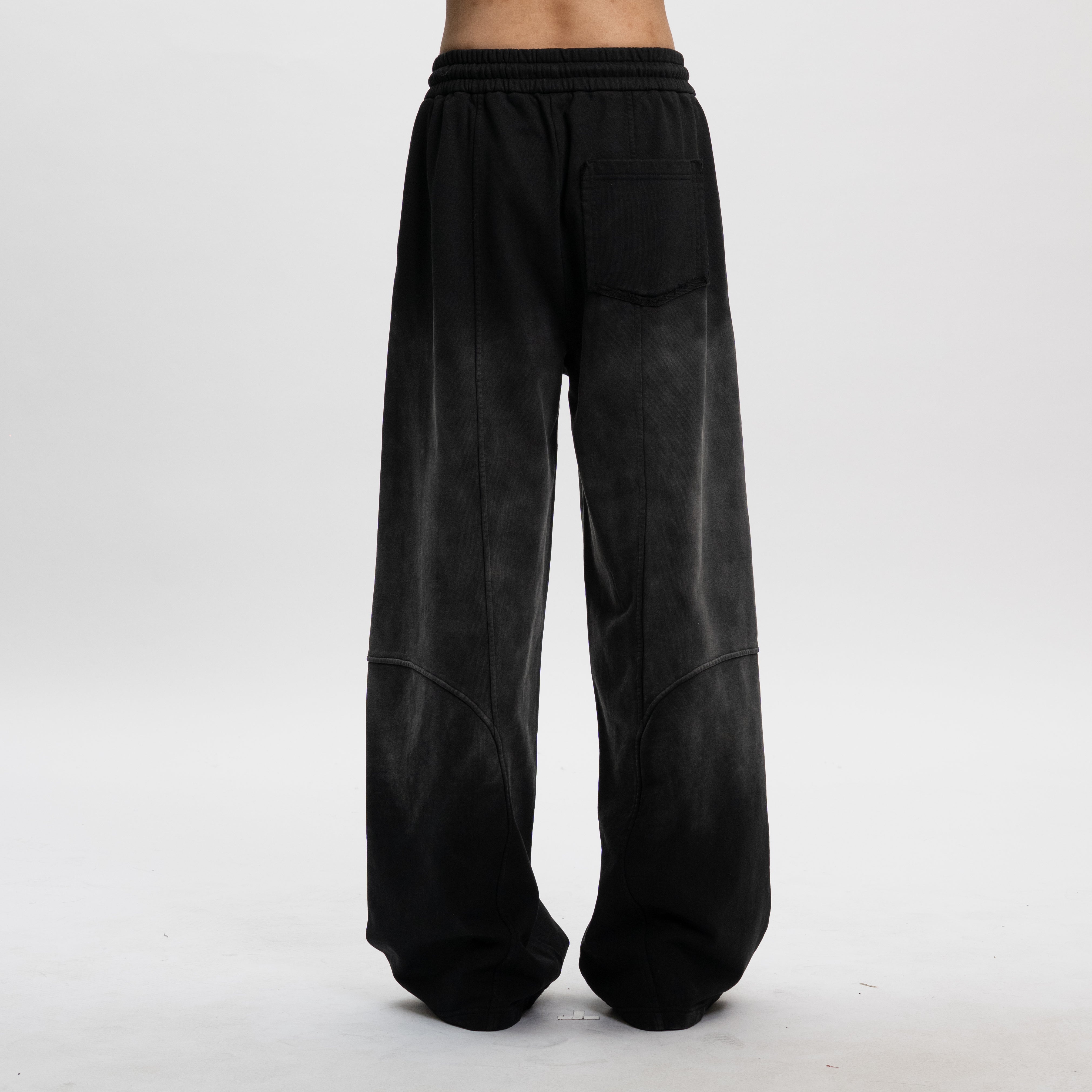 BLACK-GREY WASHED DYED PANTS - Feng Chen Wang