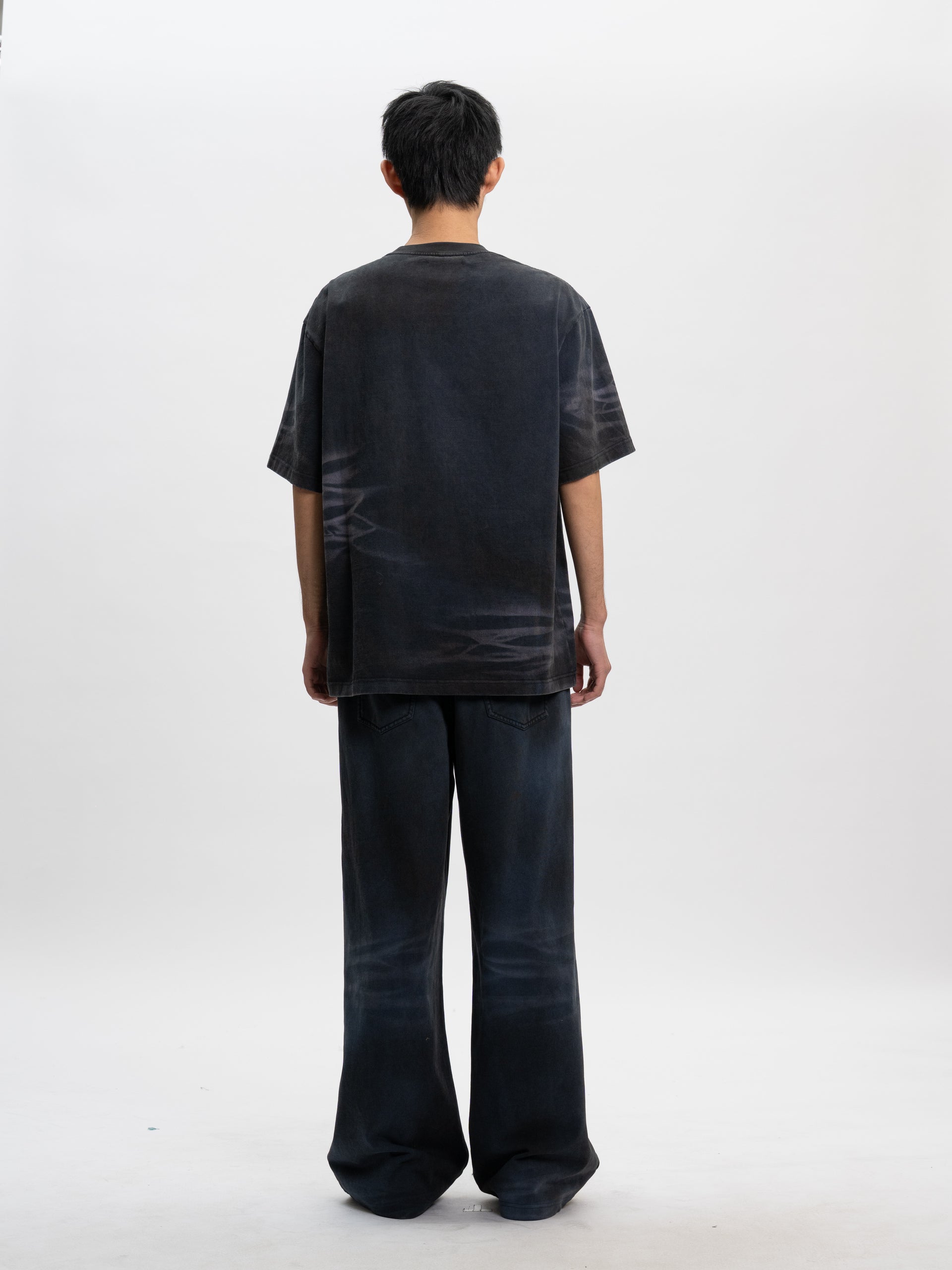 DARK NAVY WASHED SPRAY-DYED PANTS